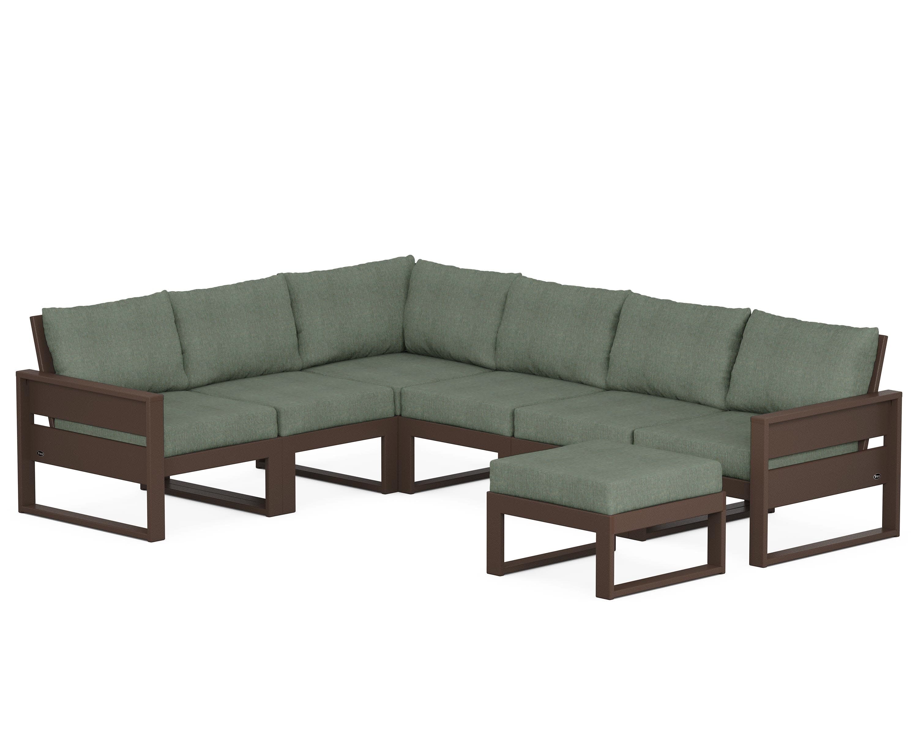Eastport 6-Piece Sectional with Ottoman in Vintage Lantern / Cast Sage