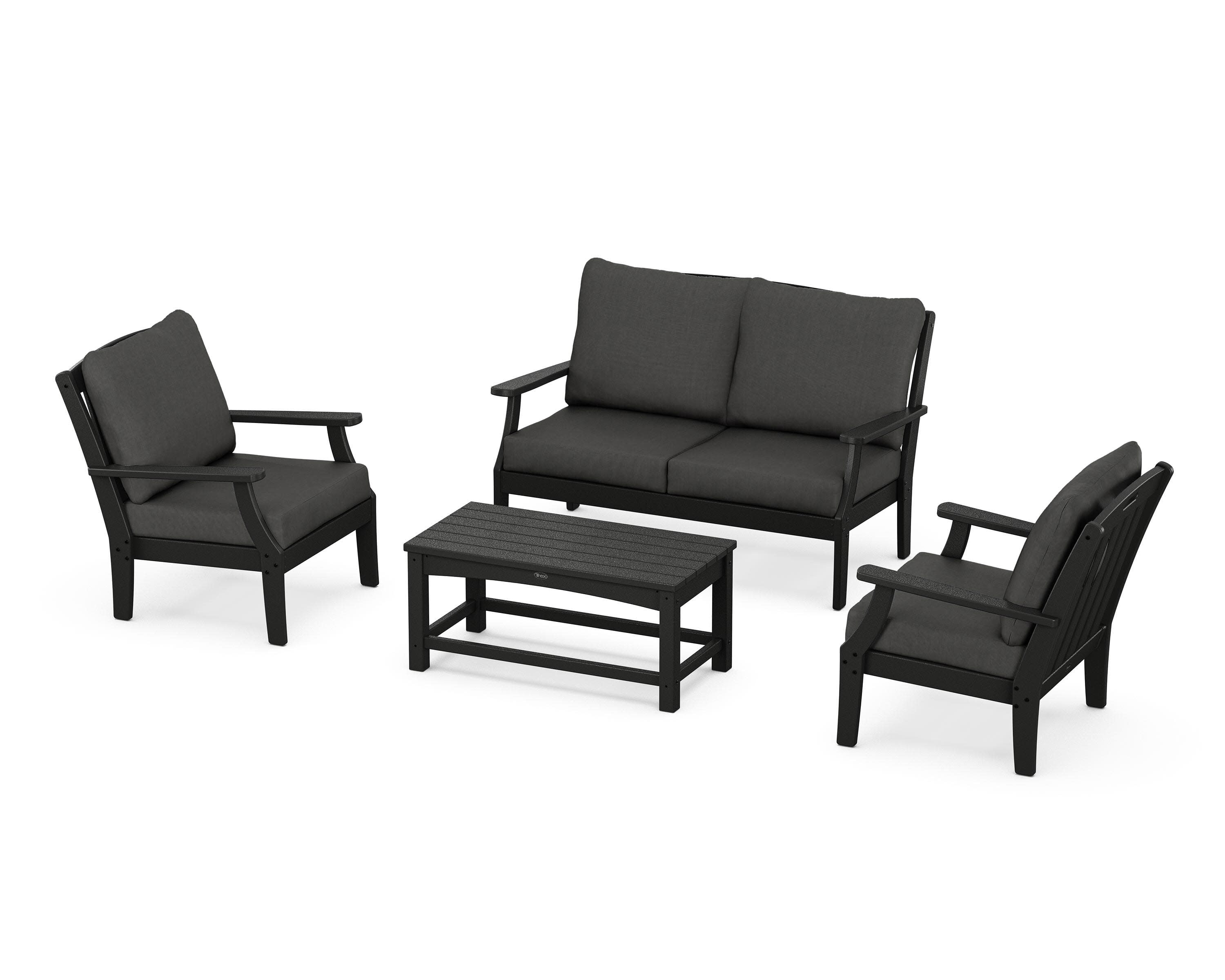 Yacht Club 4-Piece Deep Seating Chair Set in Charcoal Black / Spectrum Carbon