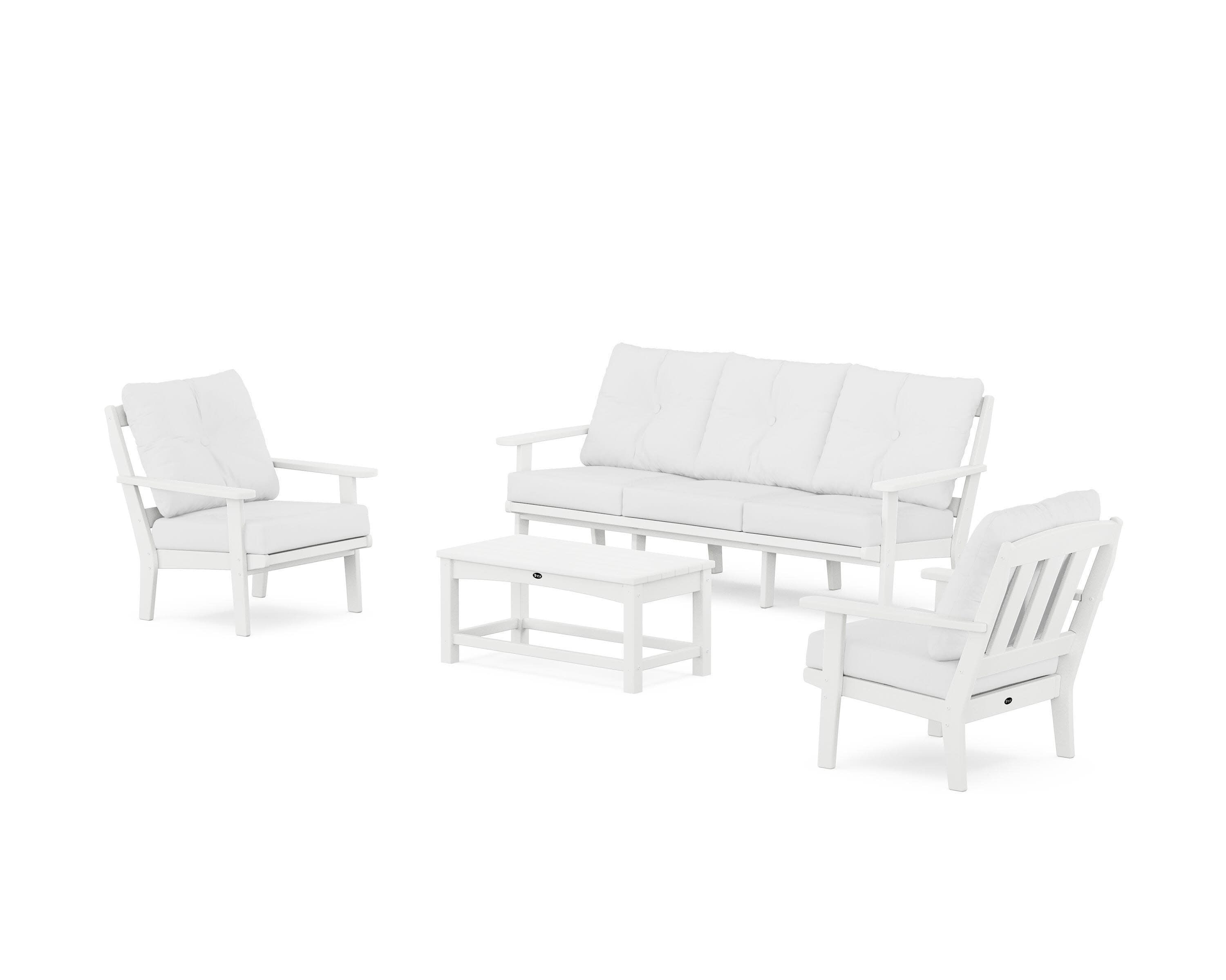 Cape Cod 4-Piece Deep Seating Set with Sofa in Classic White / Natural