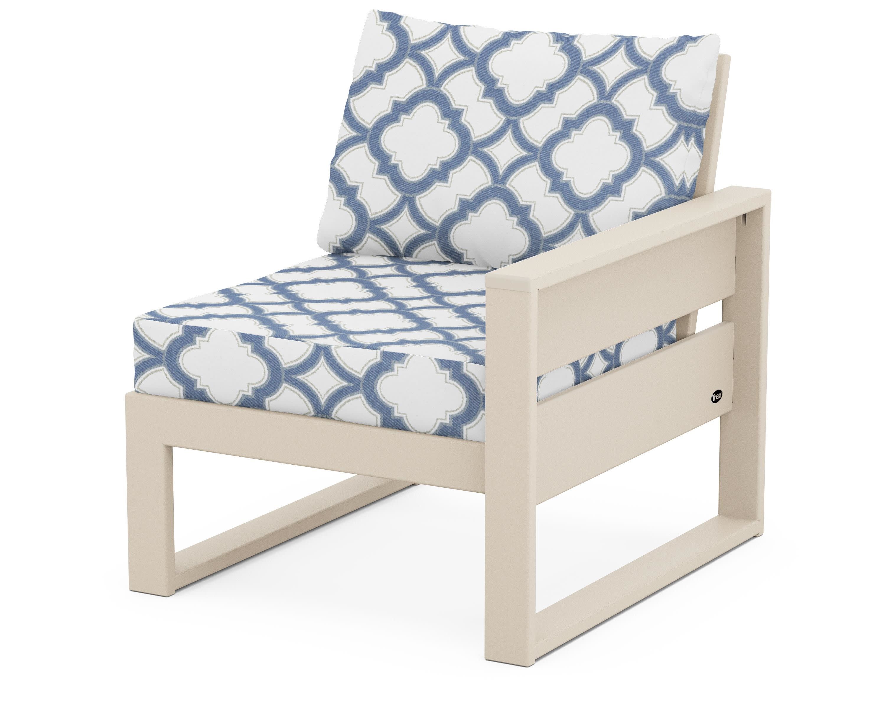 Eastport Modular Right Arm Chair in Sand Castle / Trellis Sky Blue