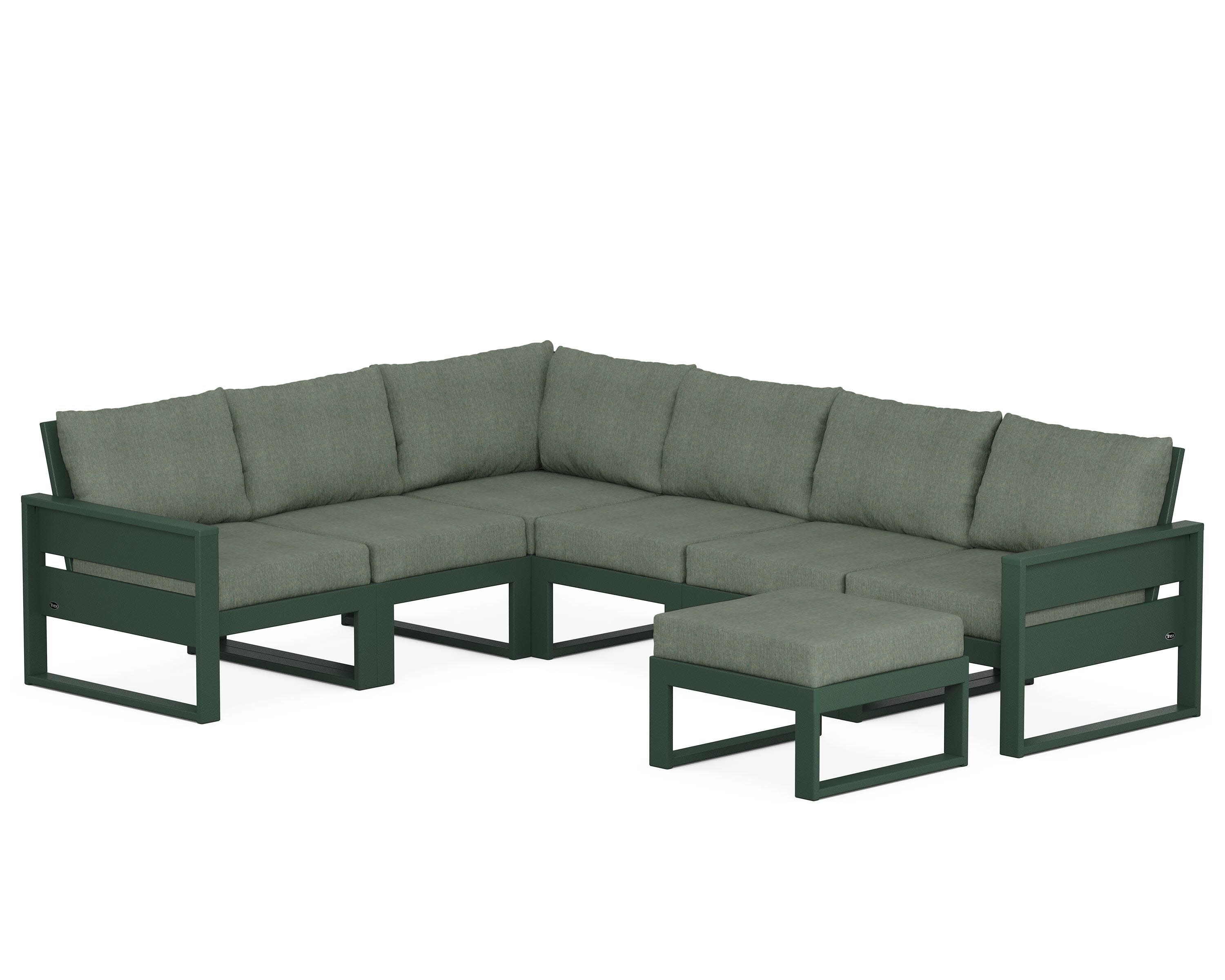 Eastport 6-Piece Sectional with Ottoman in Rainforest Canopy / Cast Sage