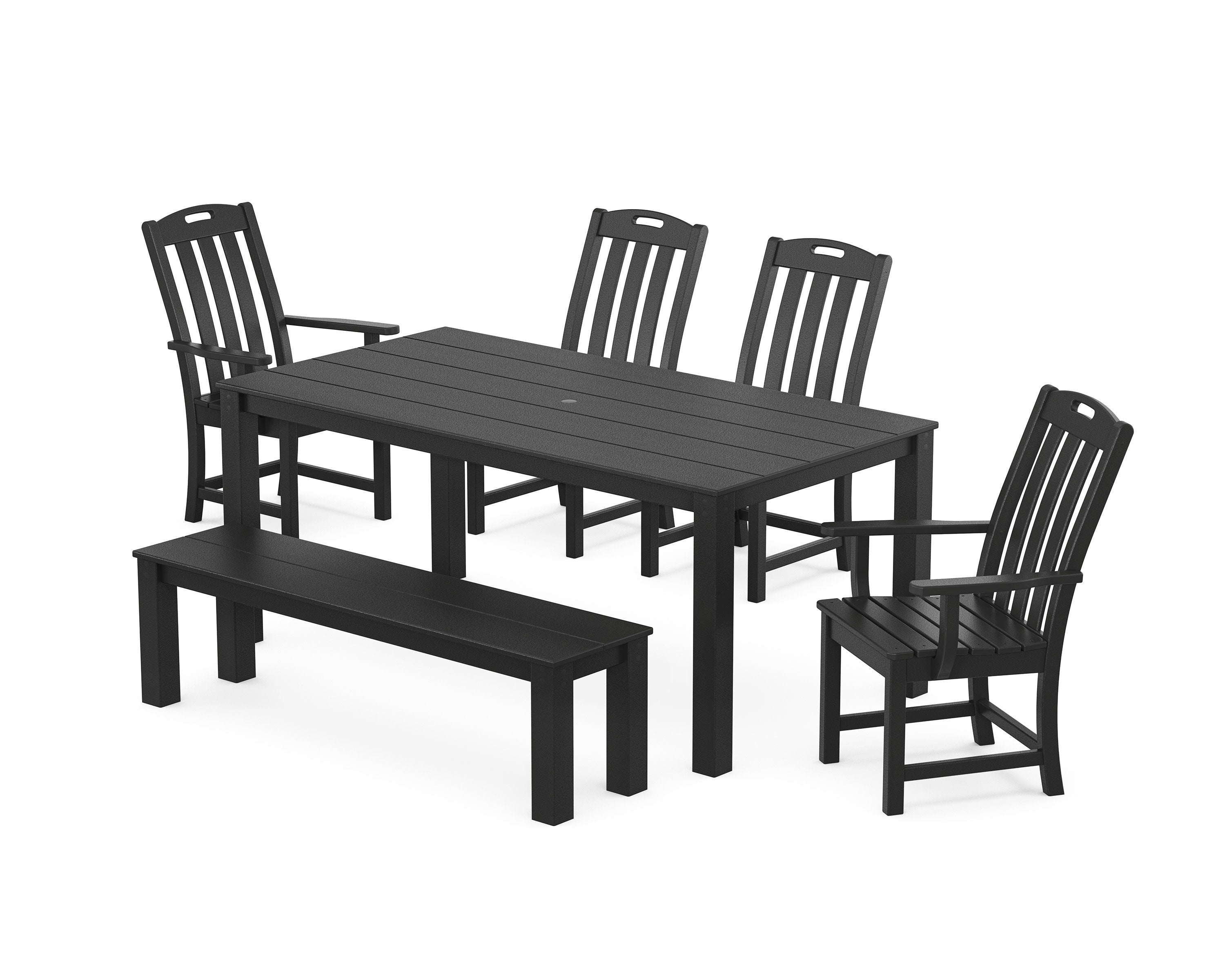 Yacht Club 6-Piece Parsons Dining Set with Bench in Charcoal Black
