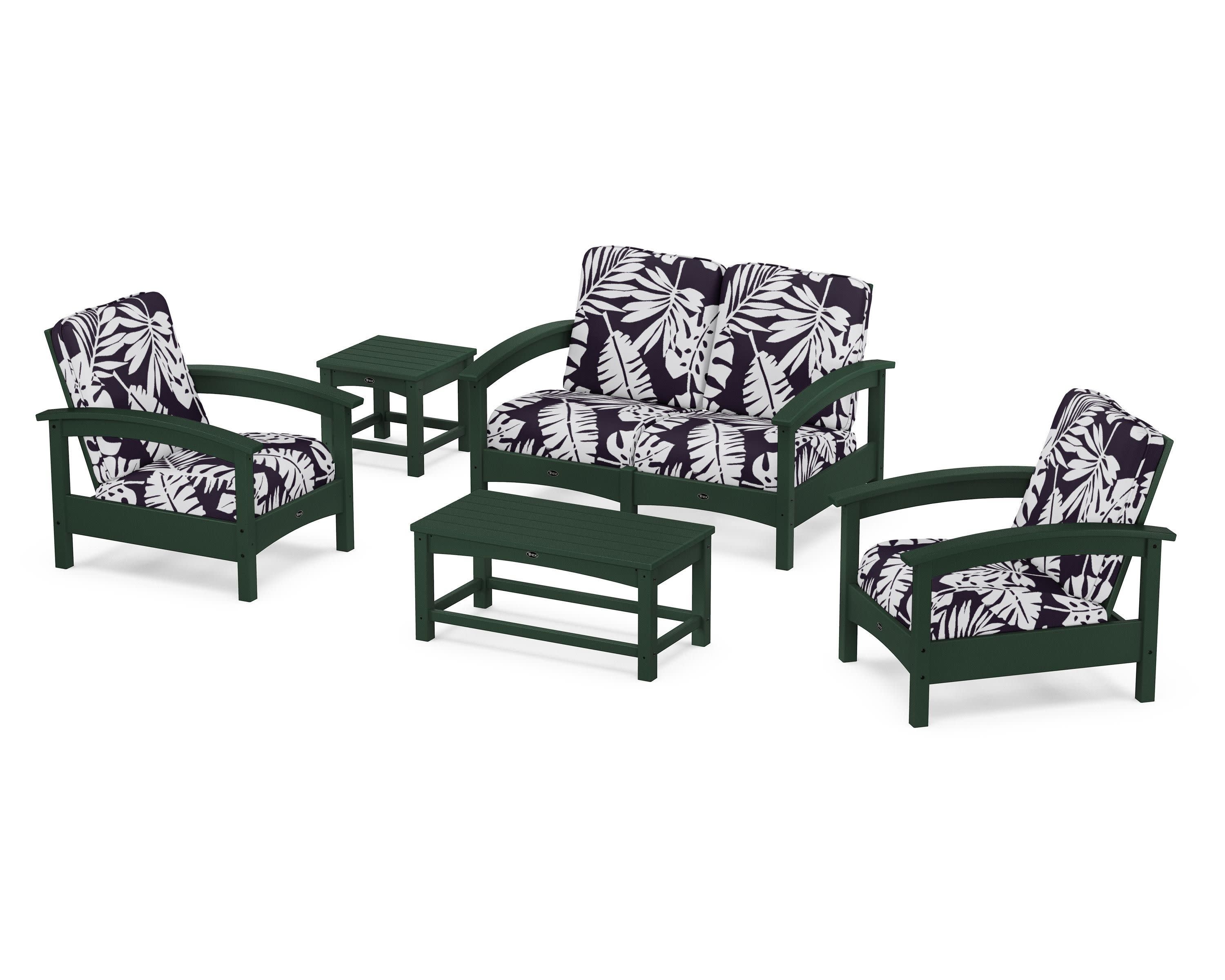 Rockport Club 6-Piece Deep Seating Conversation Set in Rainforest Canopy / Leaf Navy