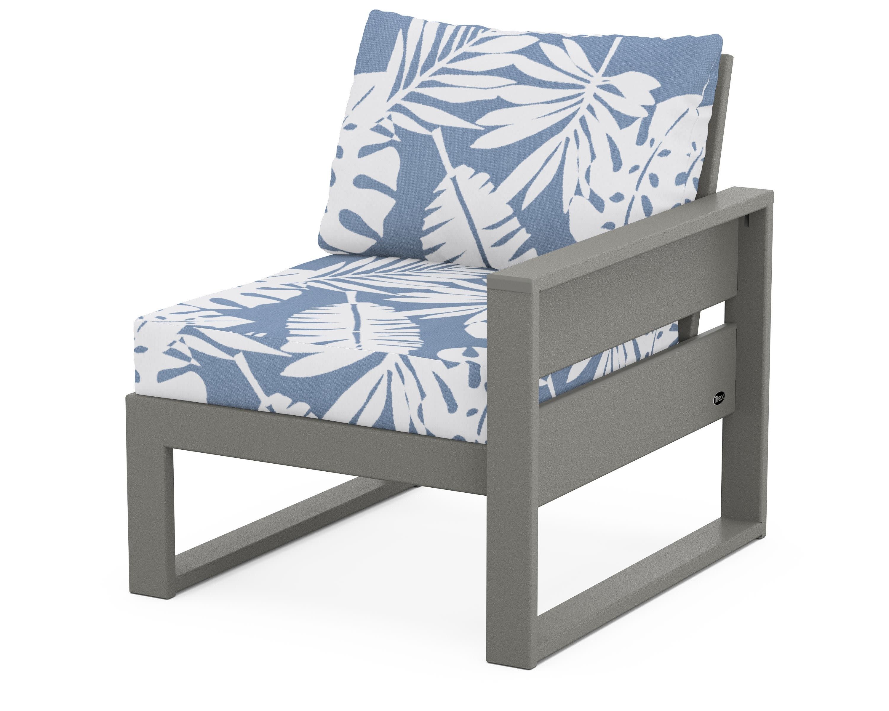 Eastport Modular Right Arm Chair in Stepping Stone / Leaf Sky Blue