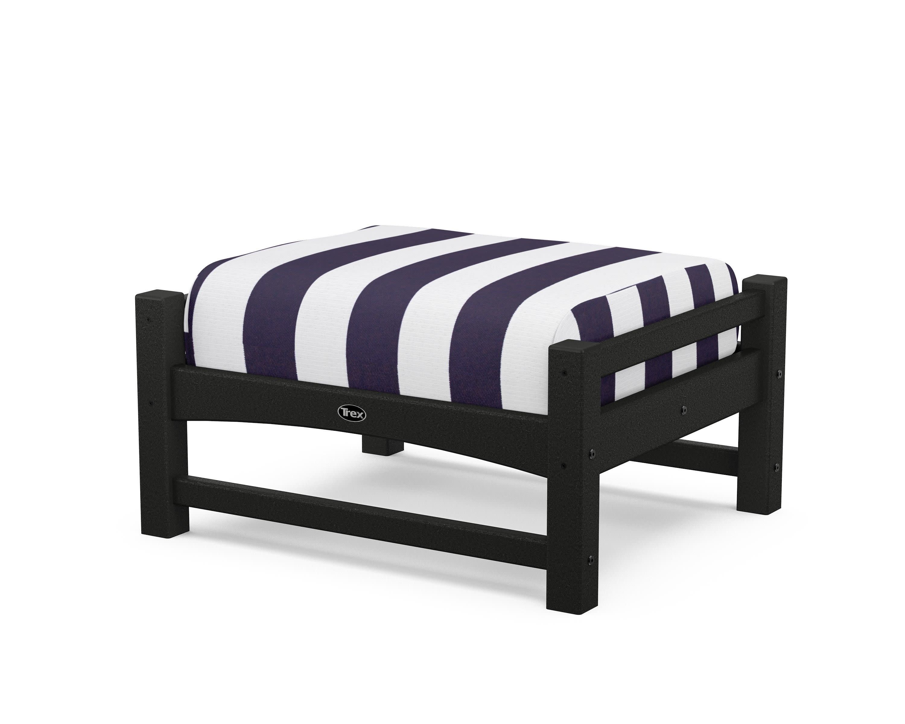 Rockport Club Ottoman in Charcoal Black / Cabana Stripe Navy
