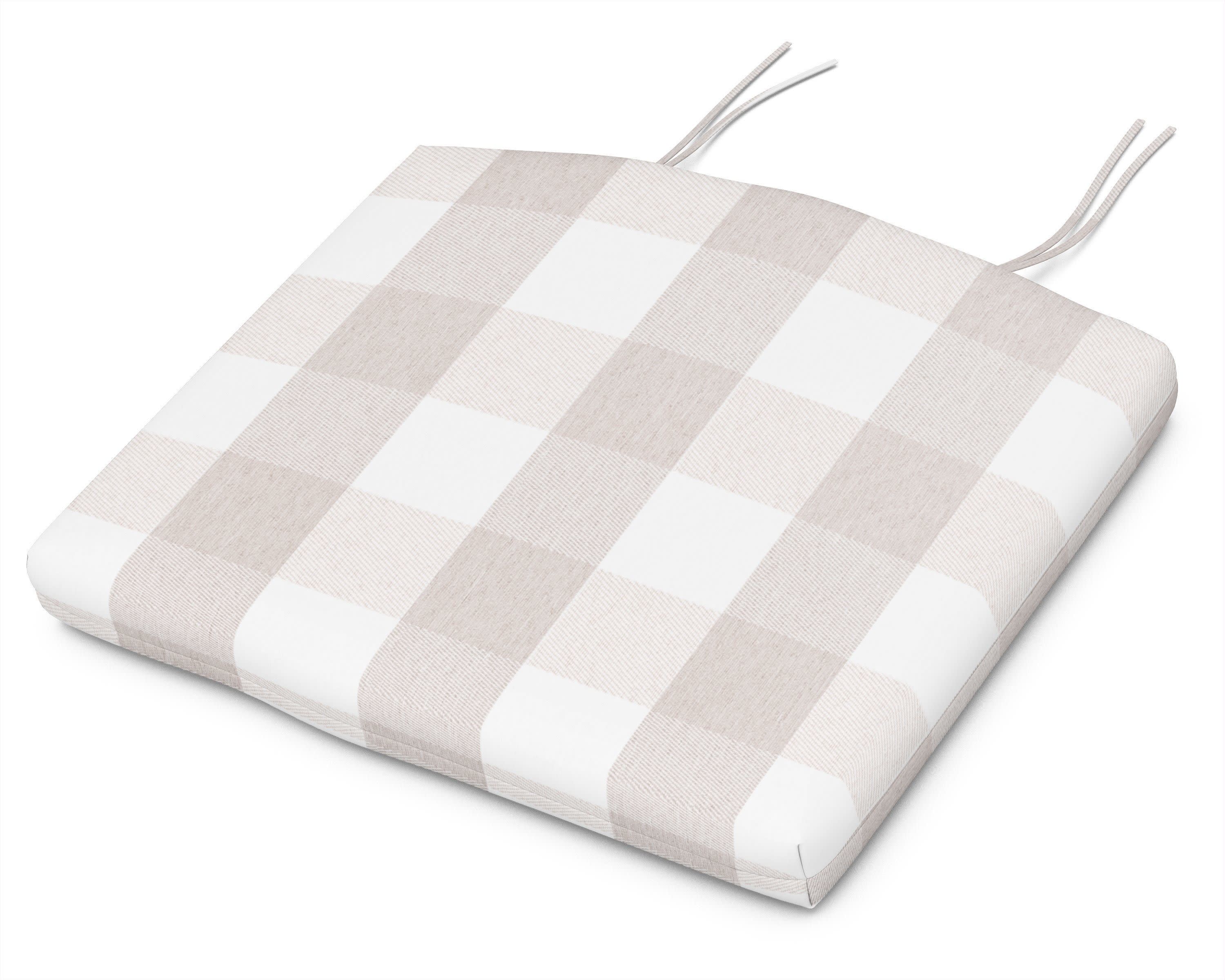 Seat Cushion - 20"W x 18.5"D x 2.5"H in Buffalo Plaid Dune Burlap