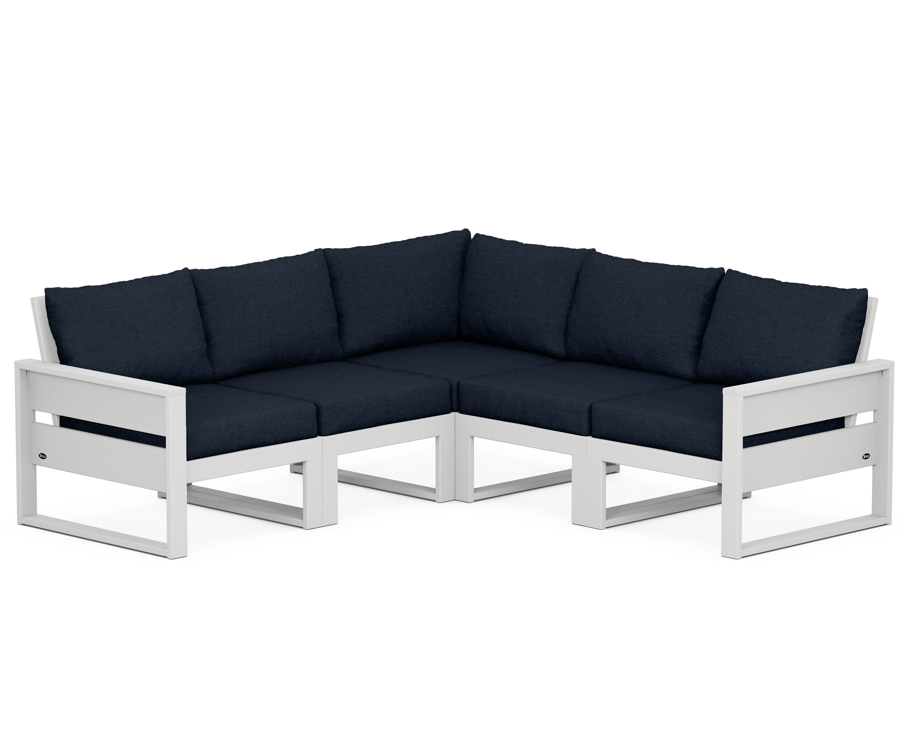 Eastport 5-Piece Sectional in Classic White / Marine Indigo