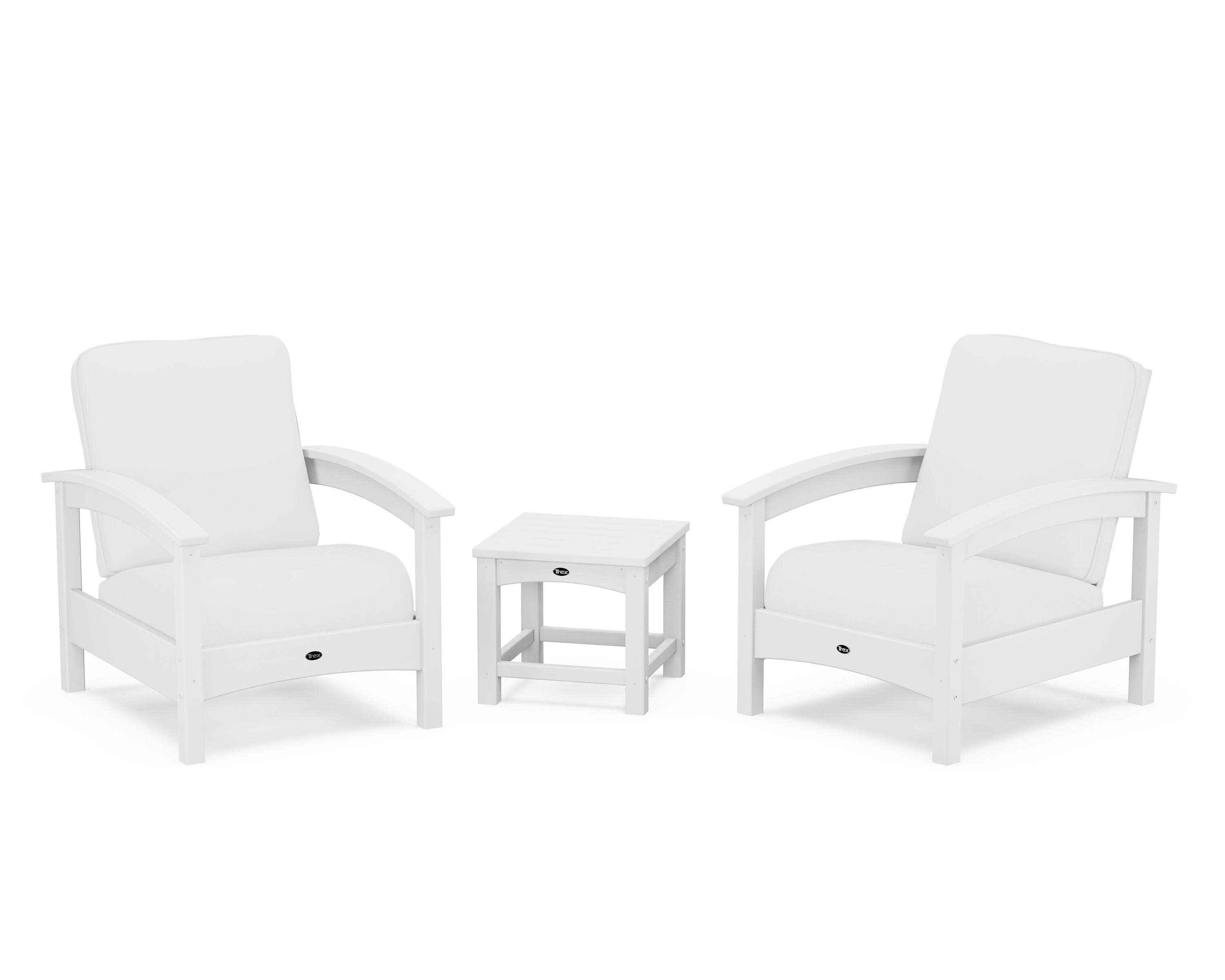 Rockport Club 3-Piece Deep Seating Conversation Set in Classic White / Natural