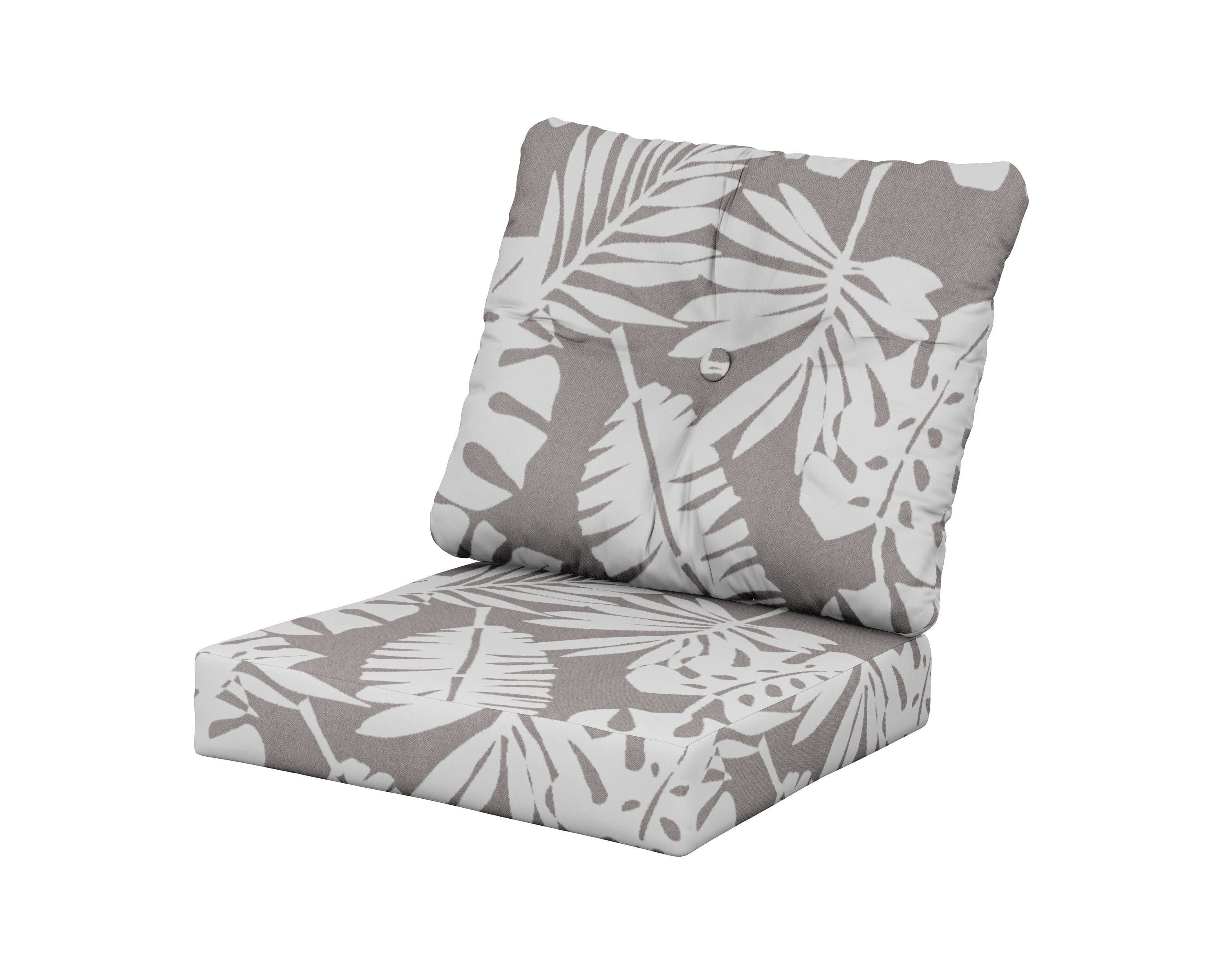Vineyard Seat/Back Cushion in Leaf Grey Mist