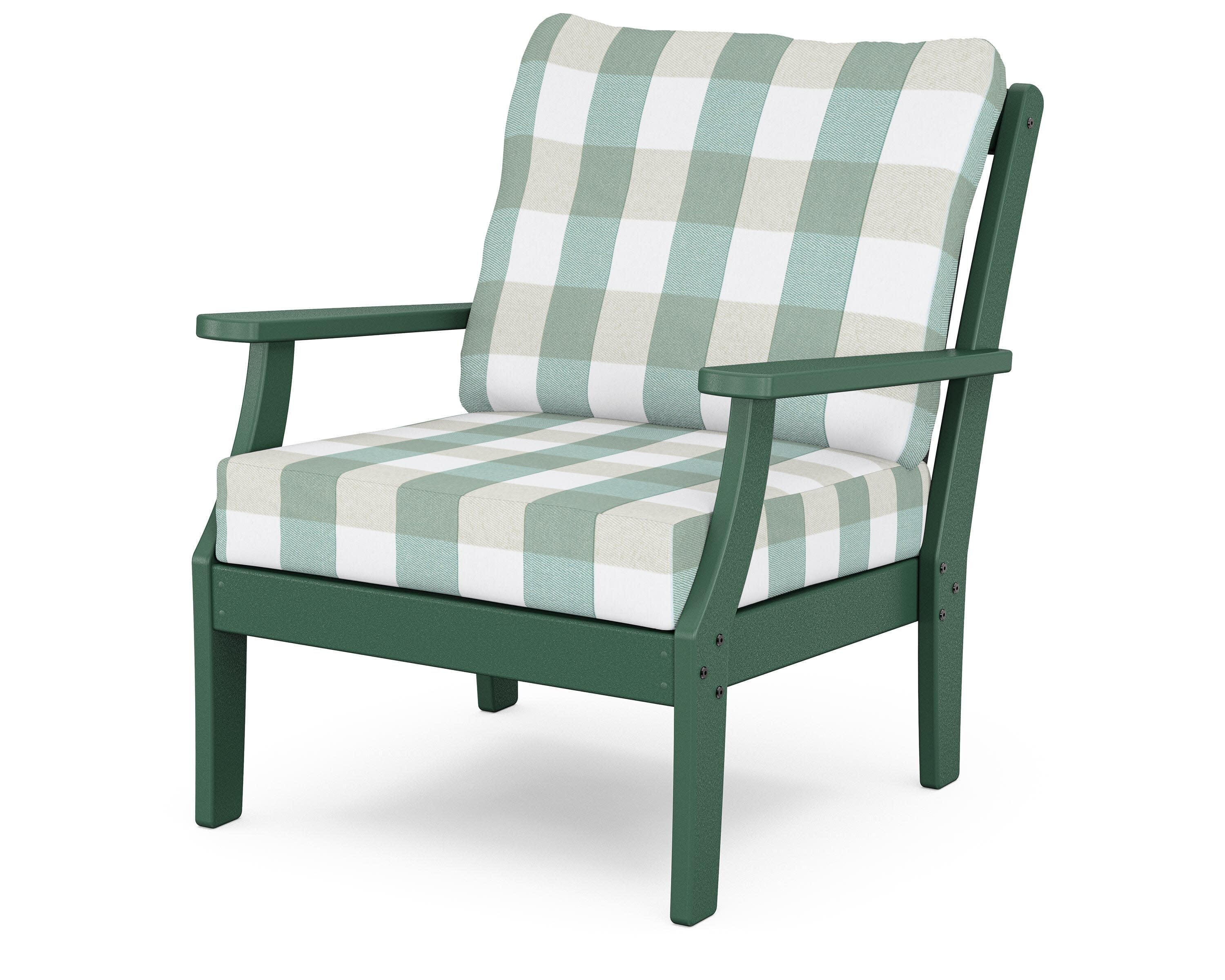 Yacht Club Deep Seating Chair in Rainforest Canopy / Buffalo Plaid Glacier Spa