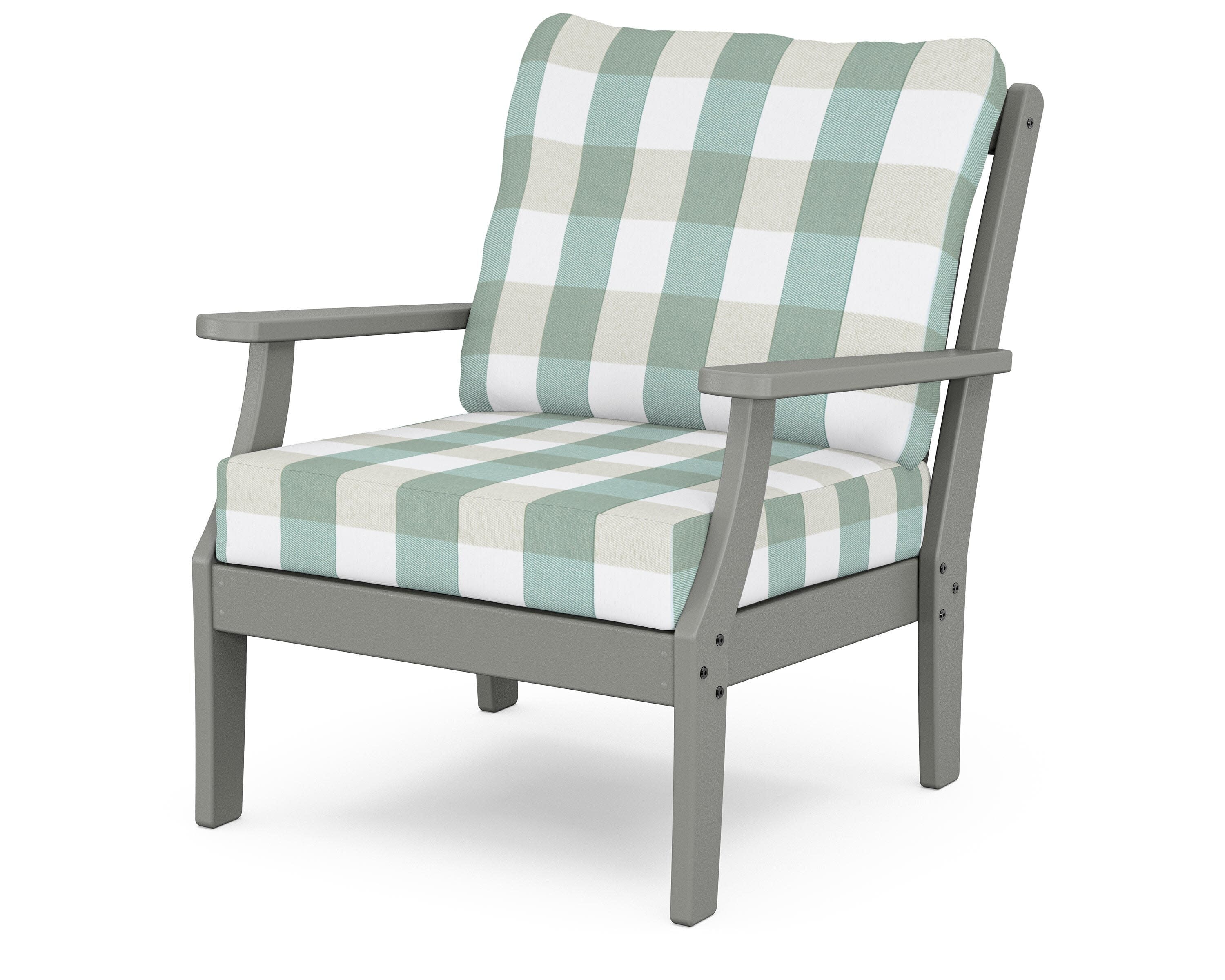 Yacht Club Deep Seating Chair in Stepping Stone / Buffalo Plaid Glacier Spa