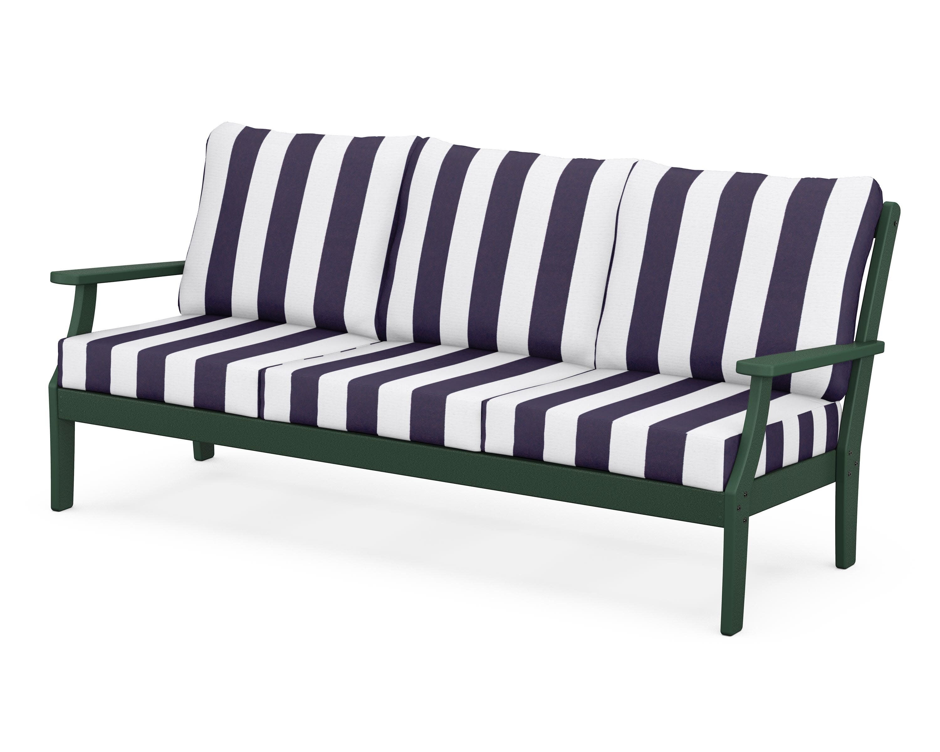 Yacht Club Deep Seating Sofa in Rainforest Canopy / Cabana Stripe Navy
