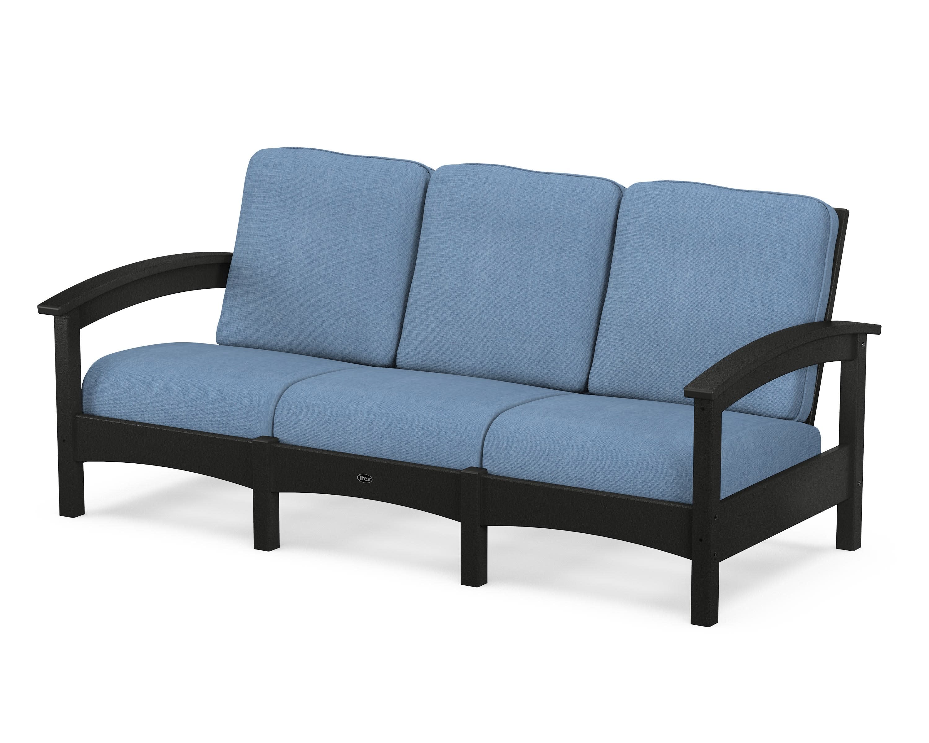 Rockport Club Sofa in Charcoal Black / Sky Blue