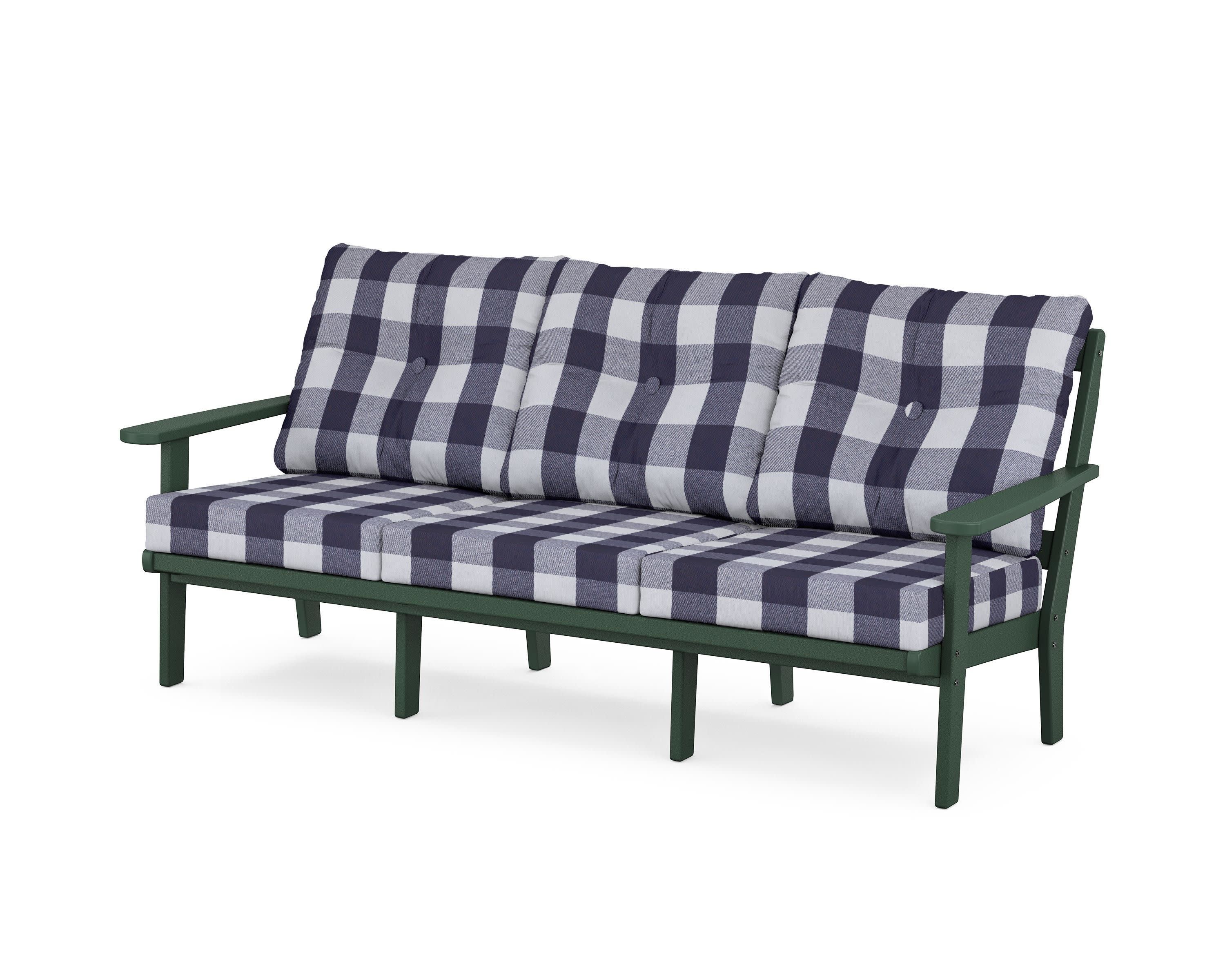 Cape Cod Deep Seating Sofa in Rainforest Canopy / Buffalo Plaid Navy