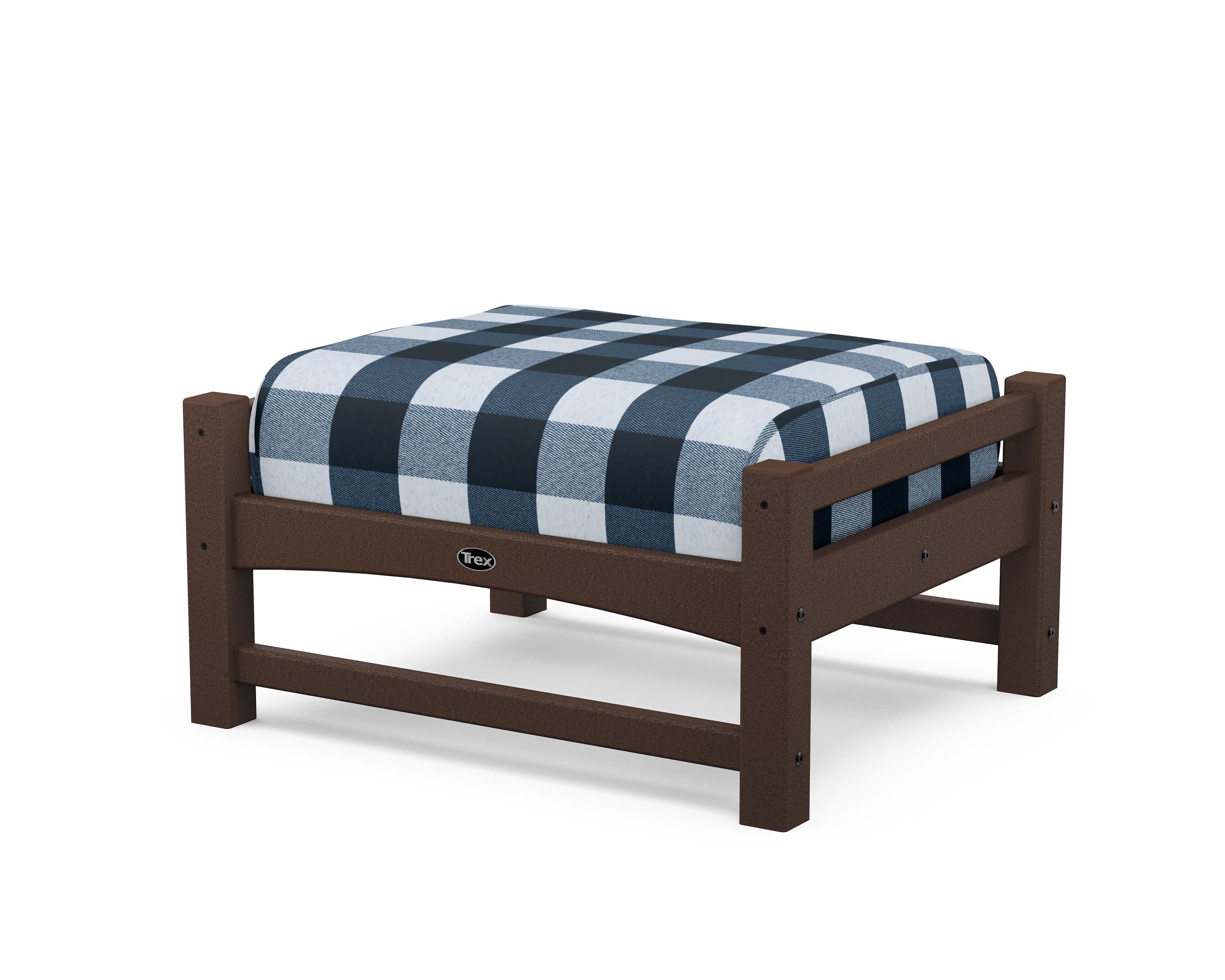 Rockport Club Ottoman in Vintage Lantern / Buffalo Plaid Marine Indigo