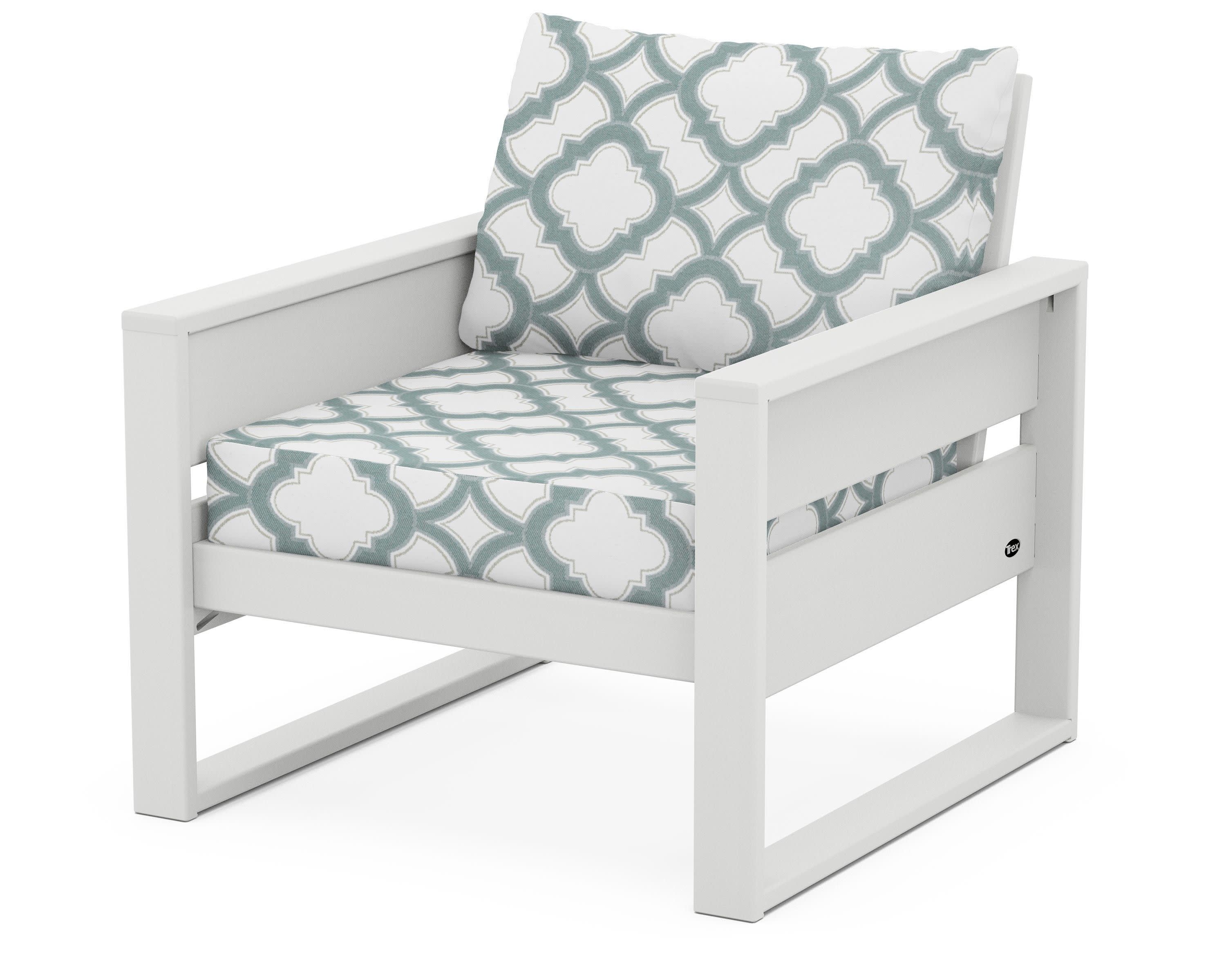 Eastport Club Chair in Classic White / Trellis Glacier Spa