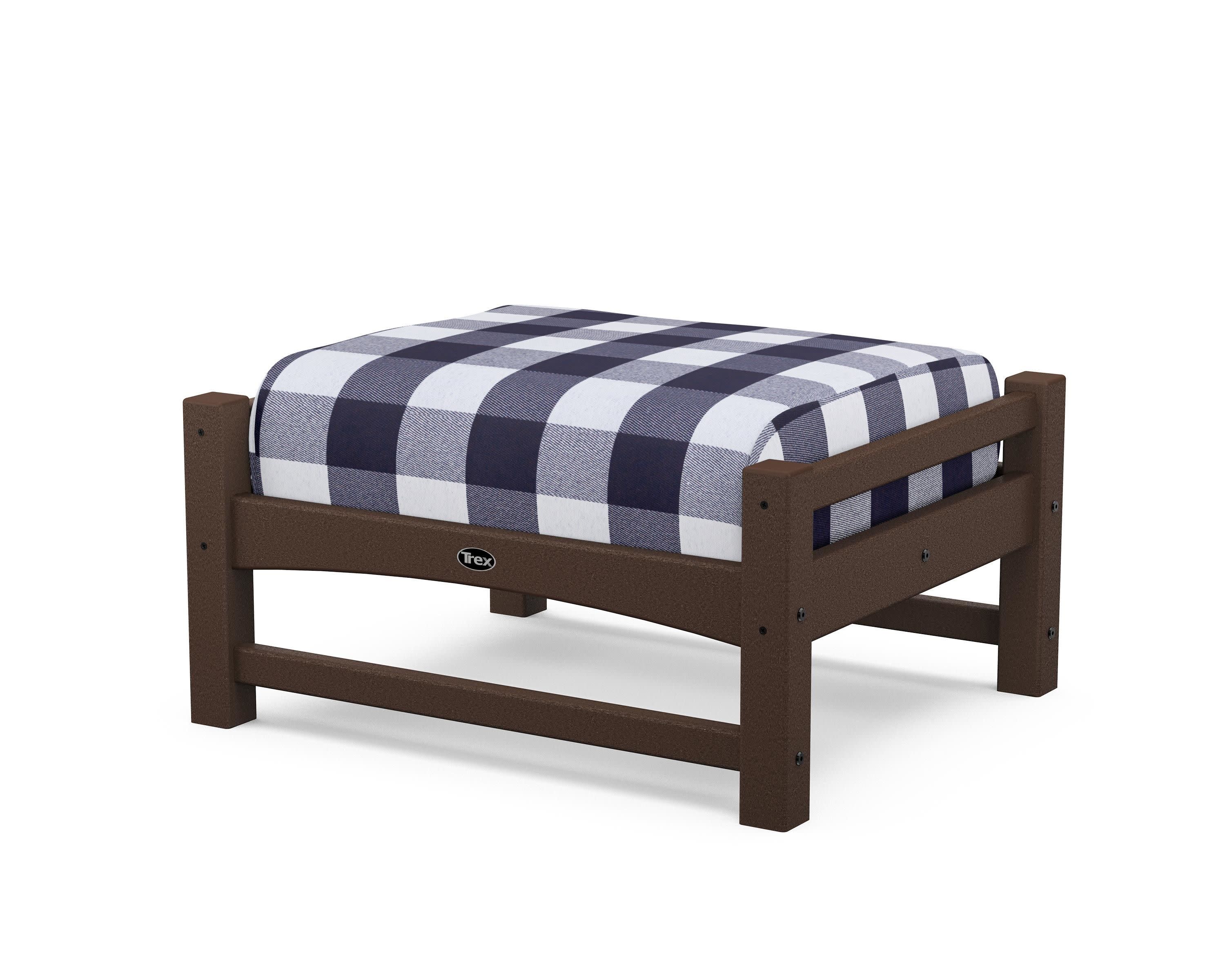Rockport Club Ottoman in Vintage Lantern / Buffalo Plaid Navy