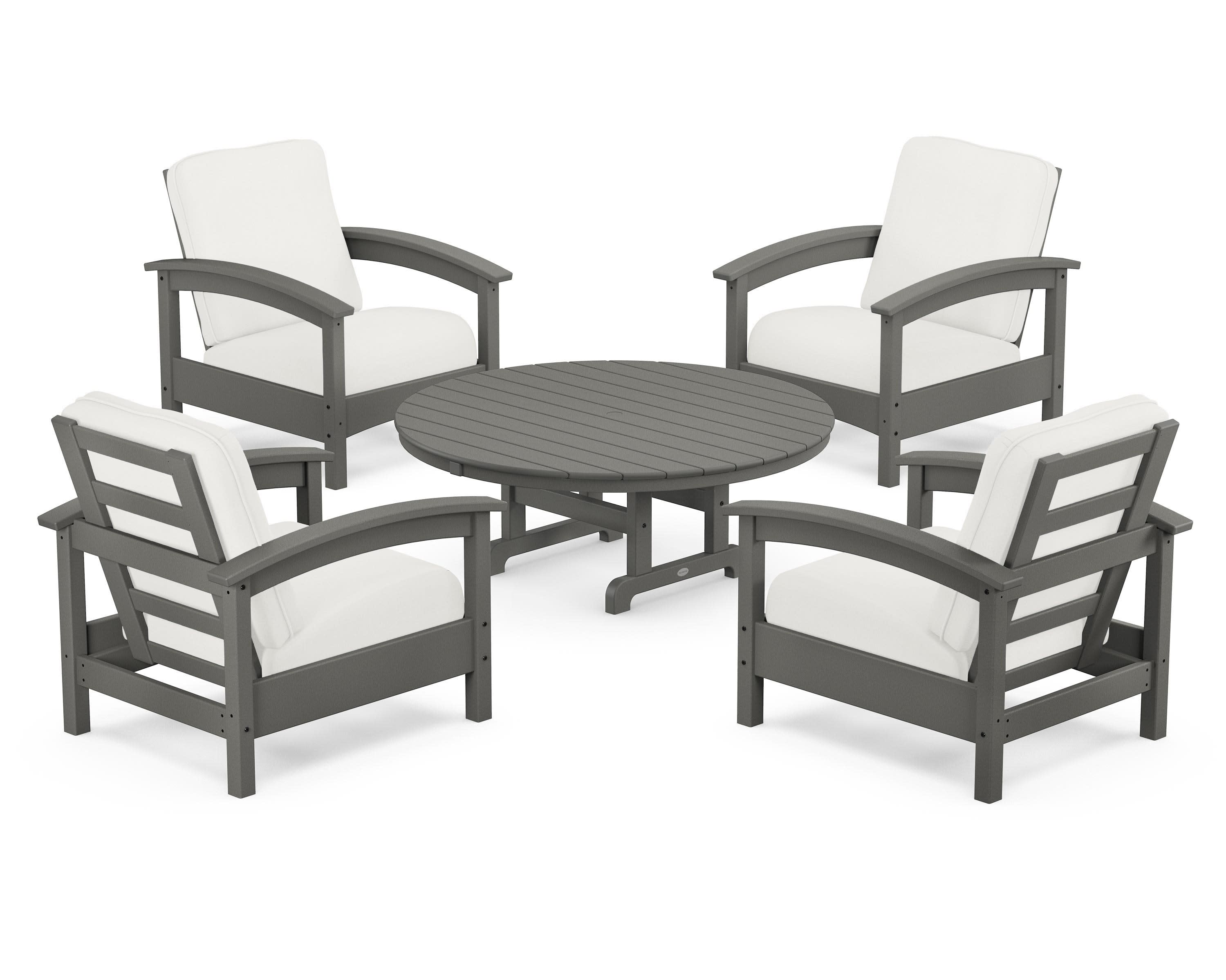 Rockport 5-Piece Deep Seating Set in Stepping Stone / Natural Linen