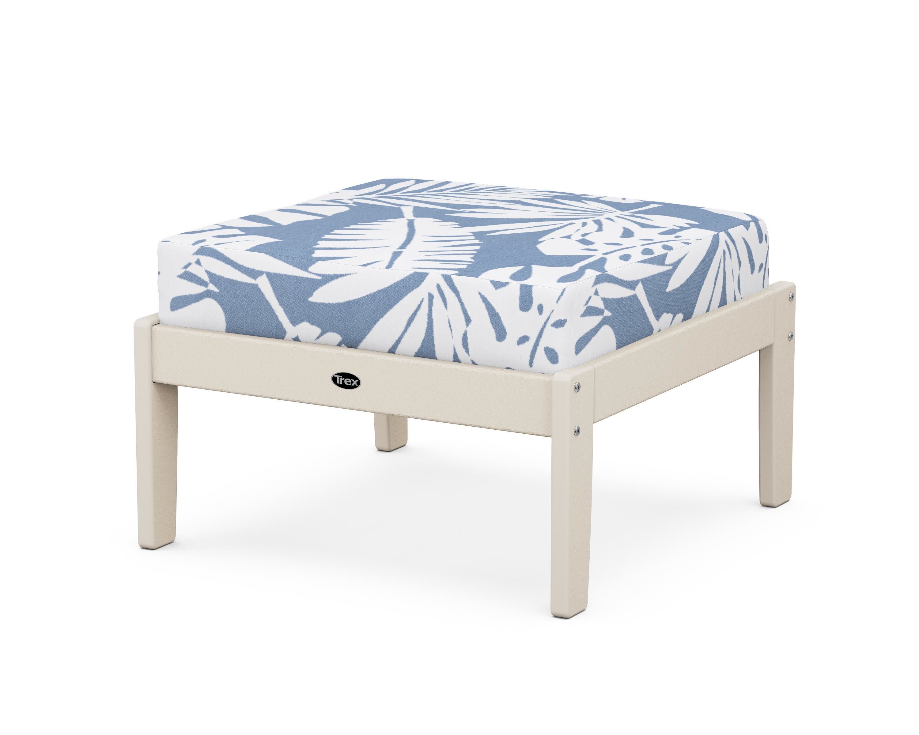 Yacht Club Deep Seating Ottoman in Sand Castle / Leaf Sky Blue