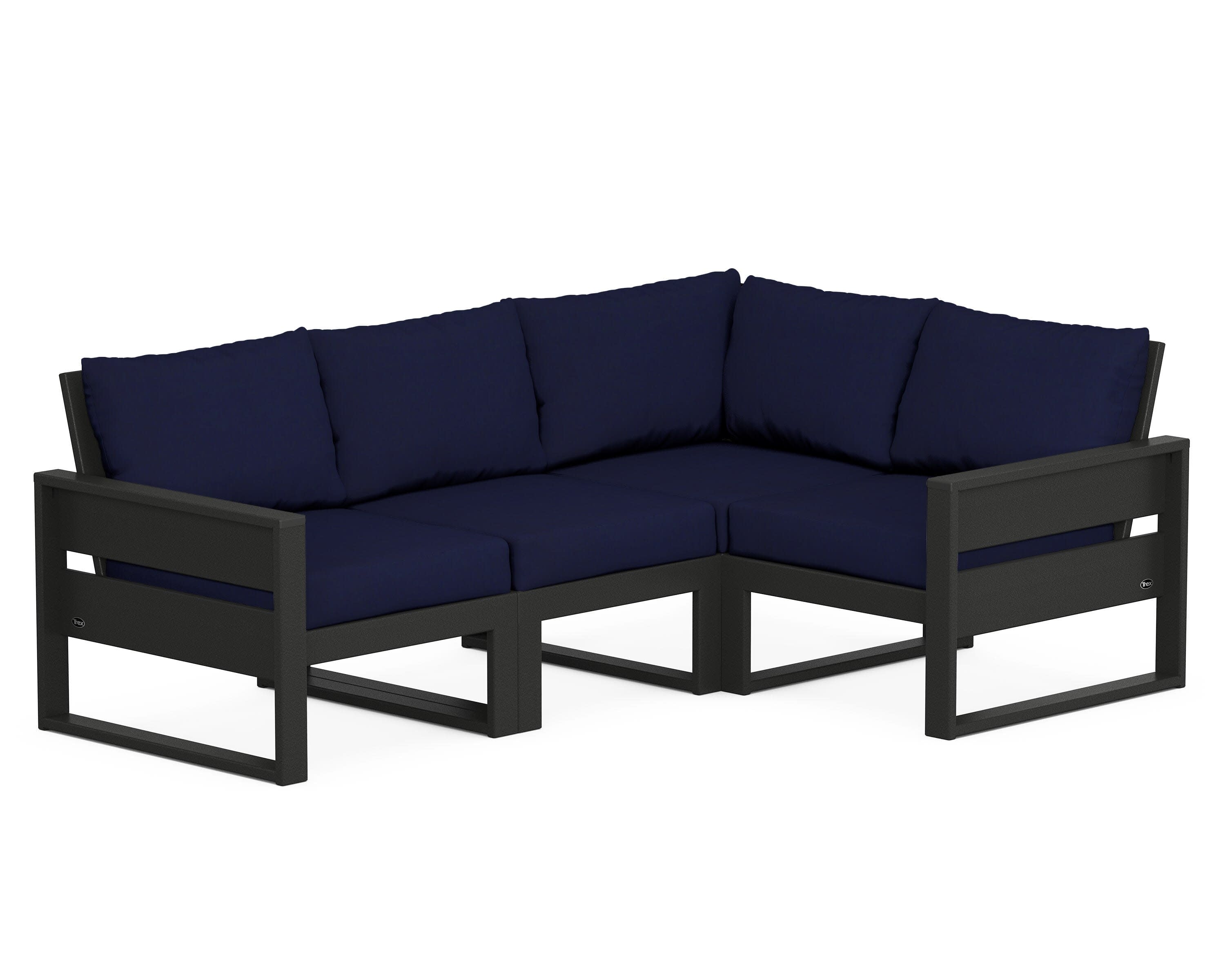 Eastport 4- Piece Sectional in Charcoal Black / Navy