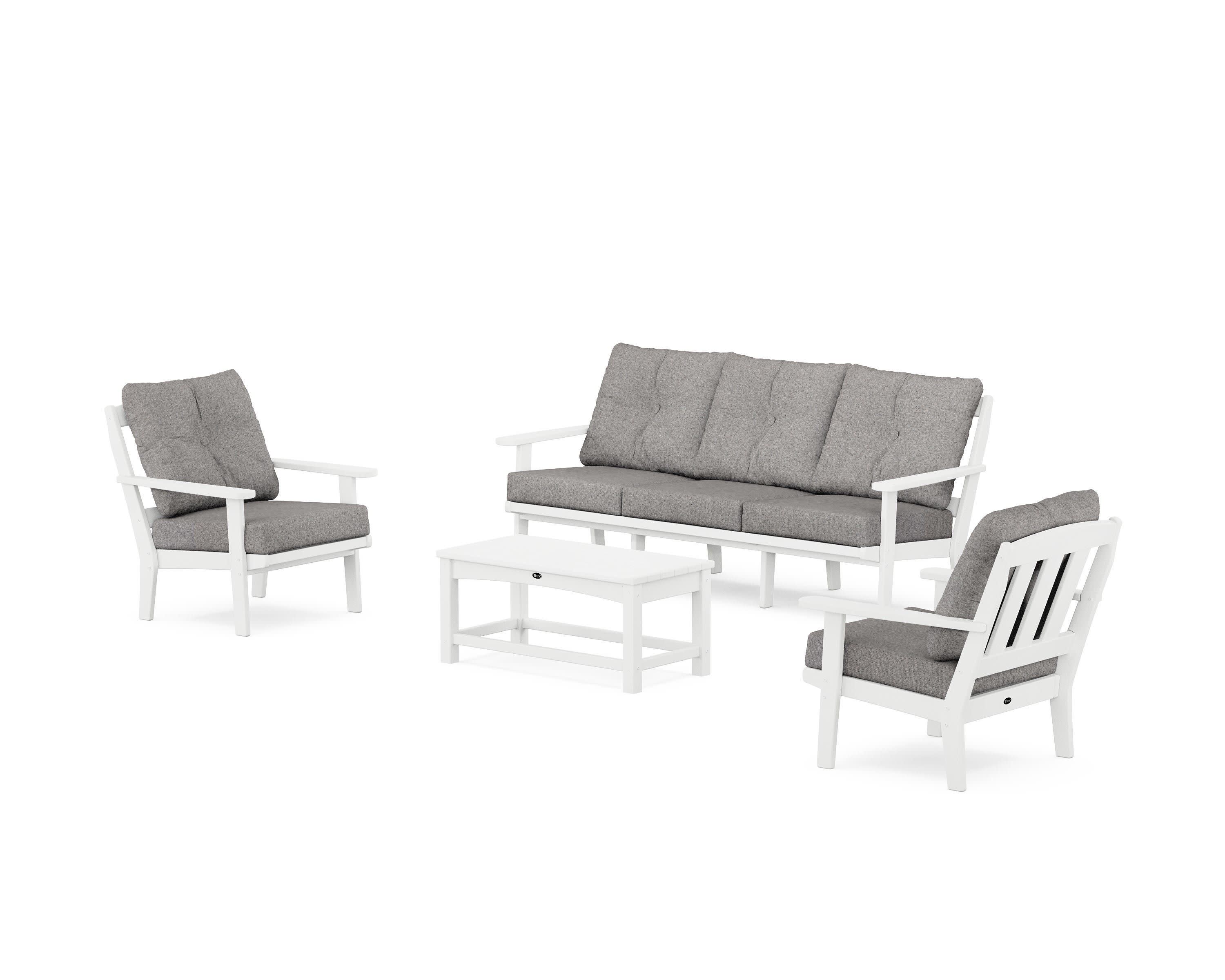 Cape Cod 4-Piece Deep Seating Set with Sofa in Classic White / Grey Mist