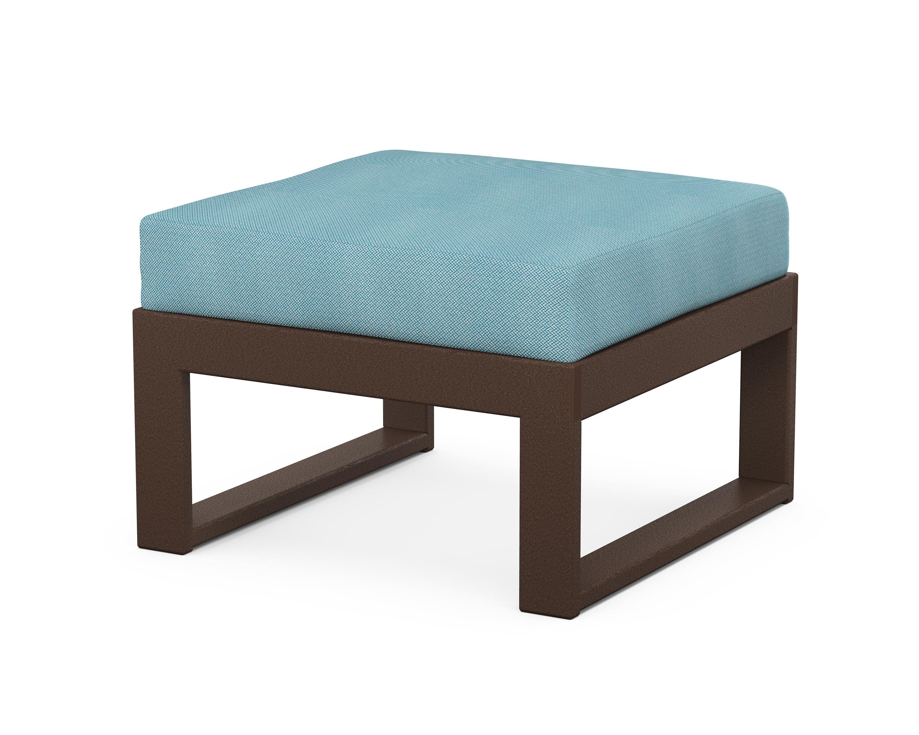 Modular Ottoman - Modern in Mahogany / Lattice Sky Blue