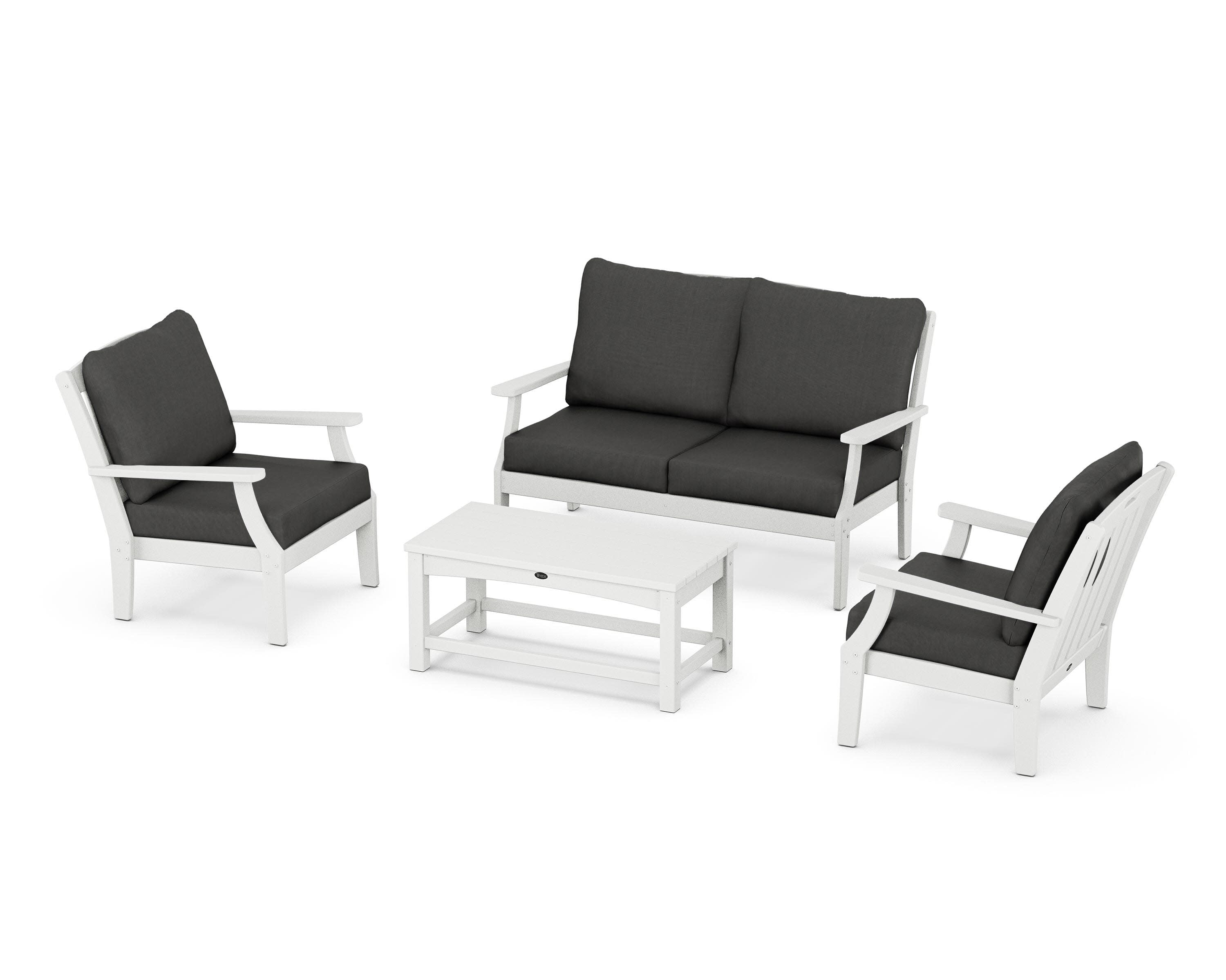 Yacht Club 4-Piece Deep Seating Chair Set in Classic White / Spectrum Carbon
