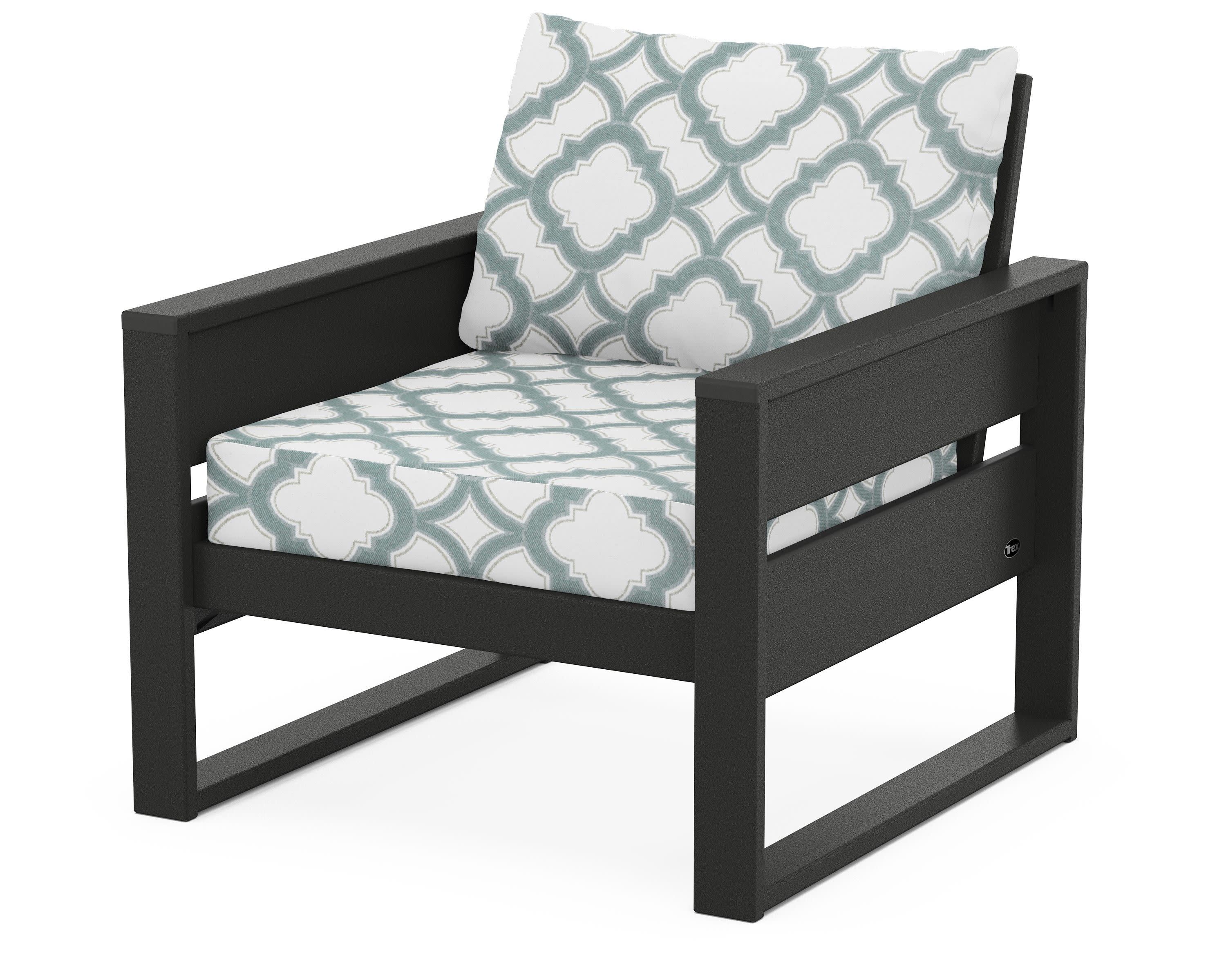 Eastport Club Chair in Charcoal Black / Trellis Glacier Spa