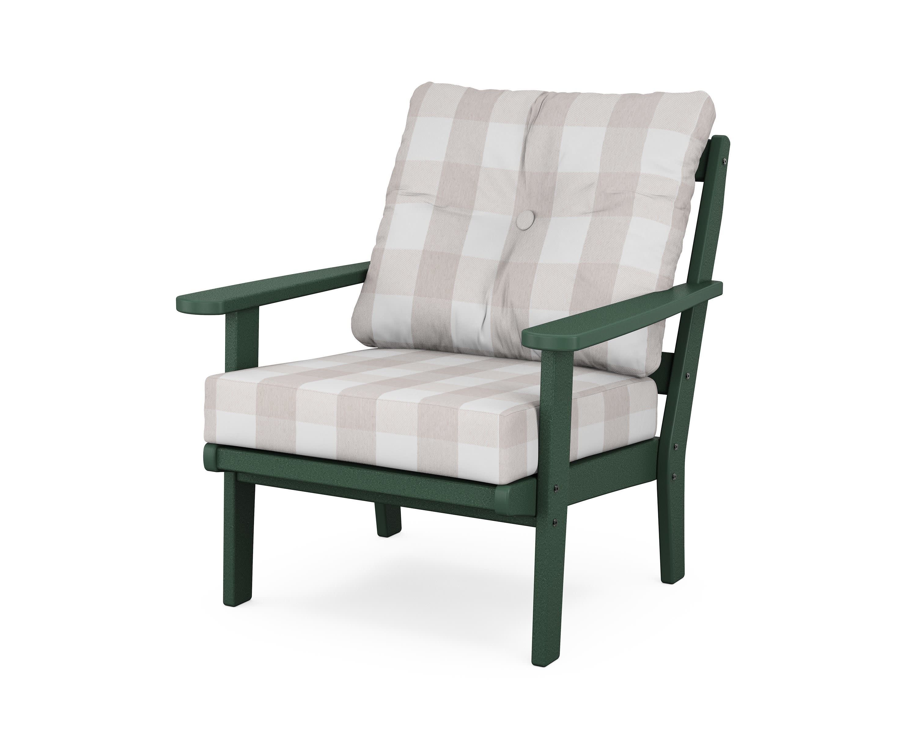 Cape Cod Deep Seating Chair in Rainforest Canopy / Buffalo Plaid Dune Burlap