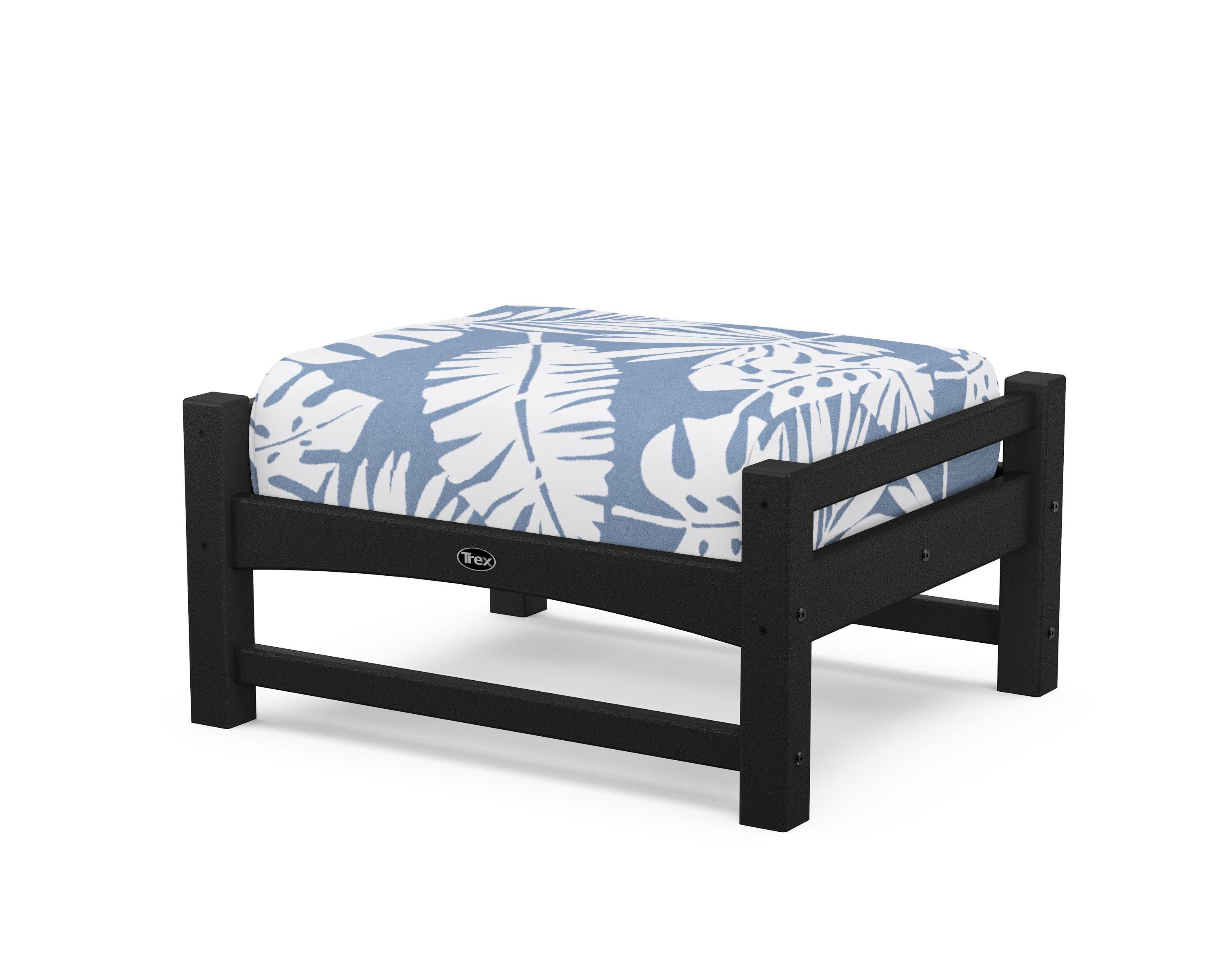 Rockport Club Ottoman in Charcoal Black / Leaf Sky Blue