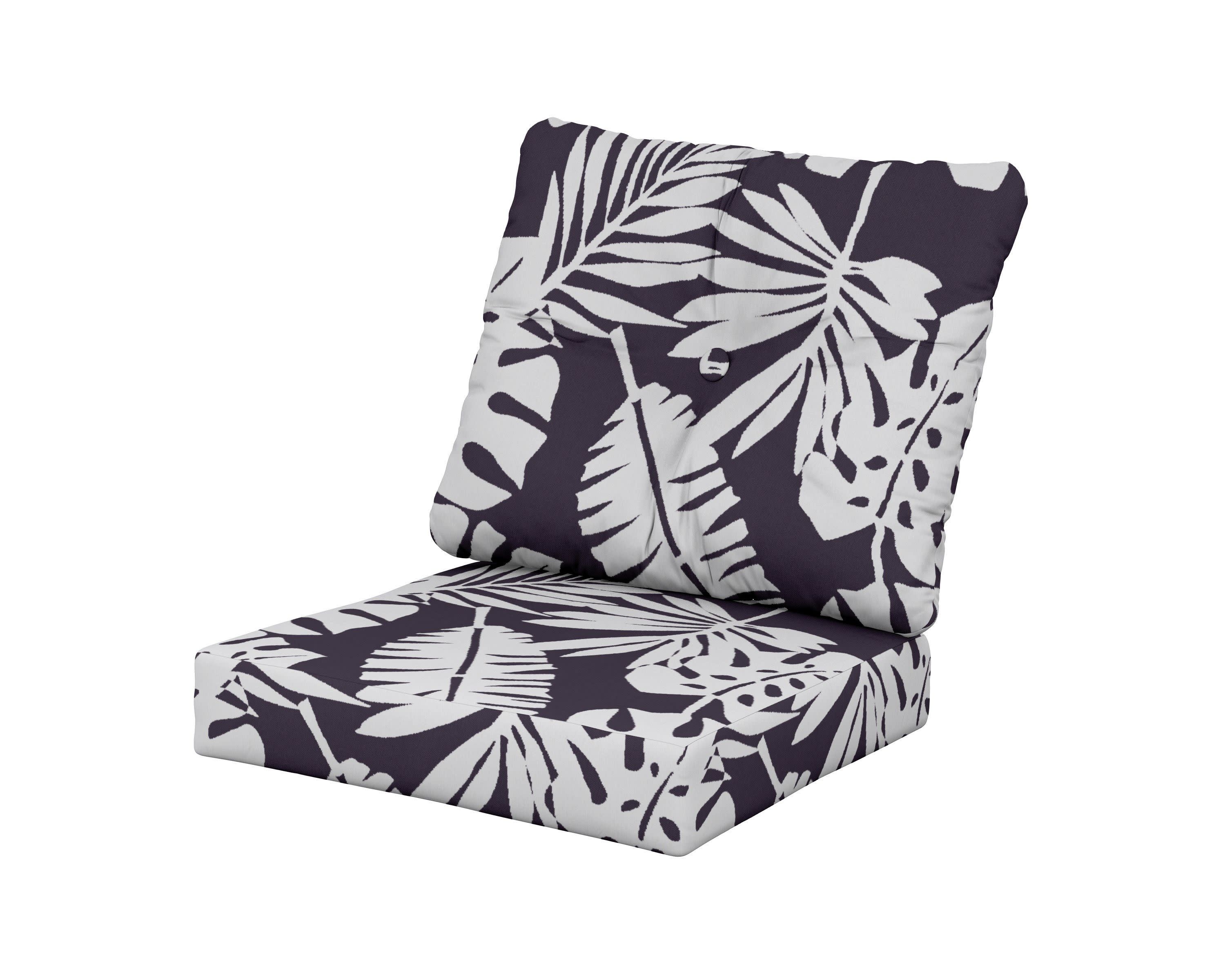 Vineyard Seat/Back Cushion in Leaf Navy