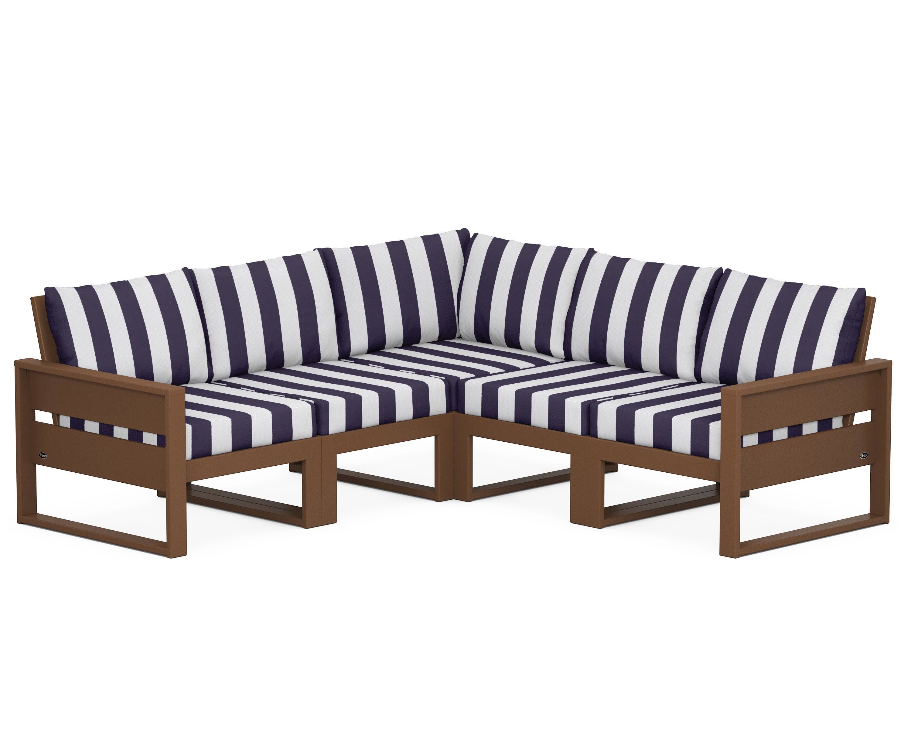 Eastport 5-Piece Sectional in Tree House / Cabana Stripe Navy