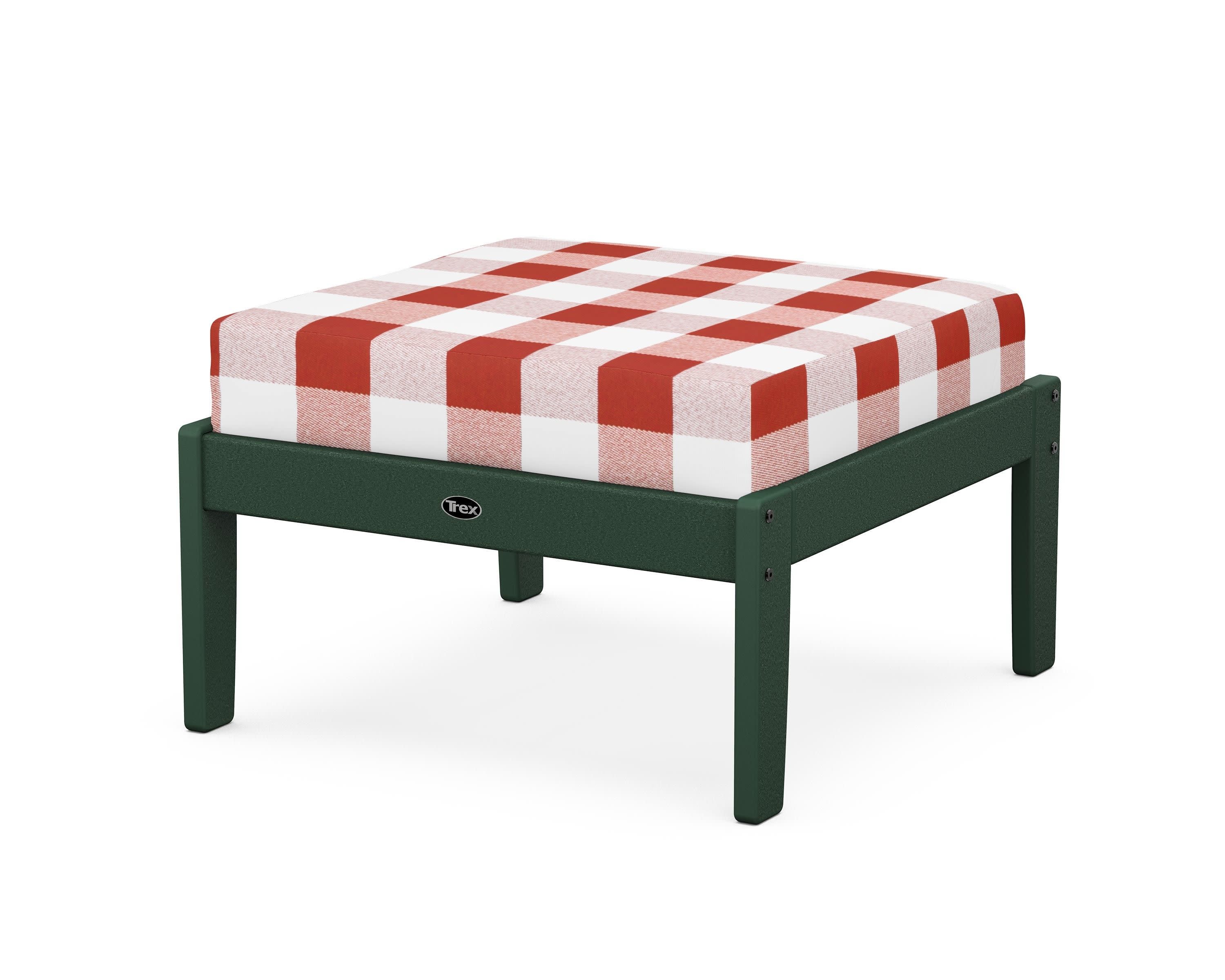 Yacht Club Deep Seating Ottoman in Rainforest Canopy / Buffalo Plaid Crimson