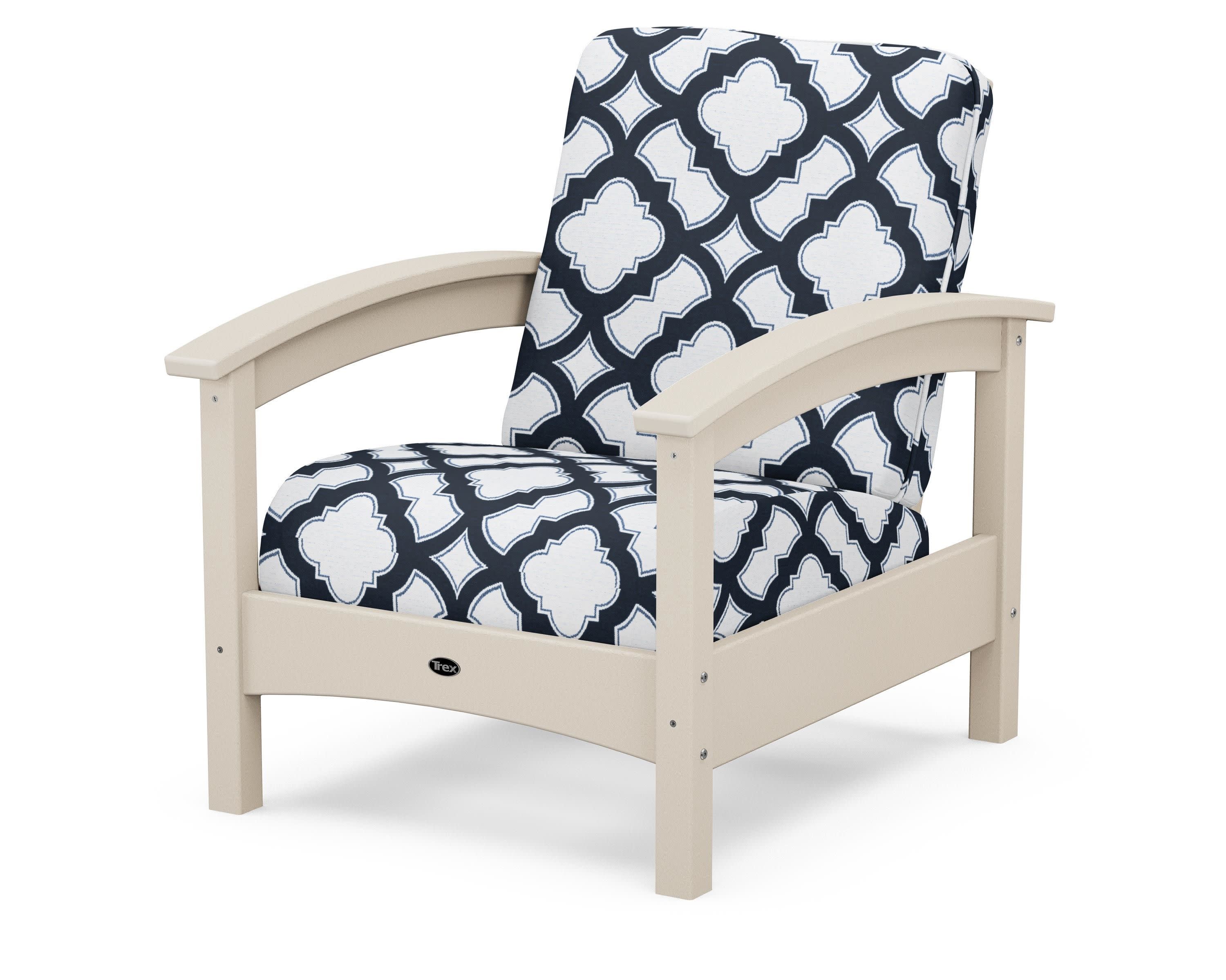 Rockport Club Chair in Sand Castle / Trellis Marine Indigo
