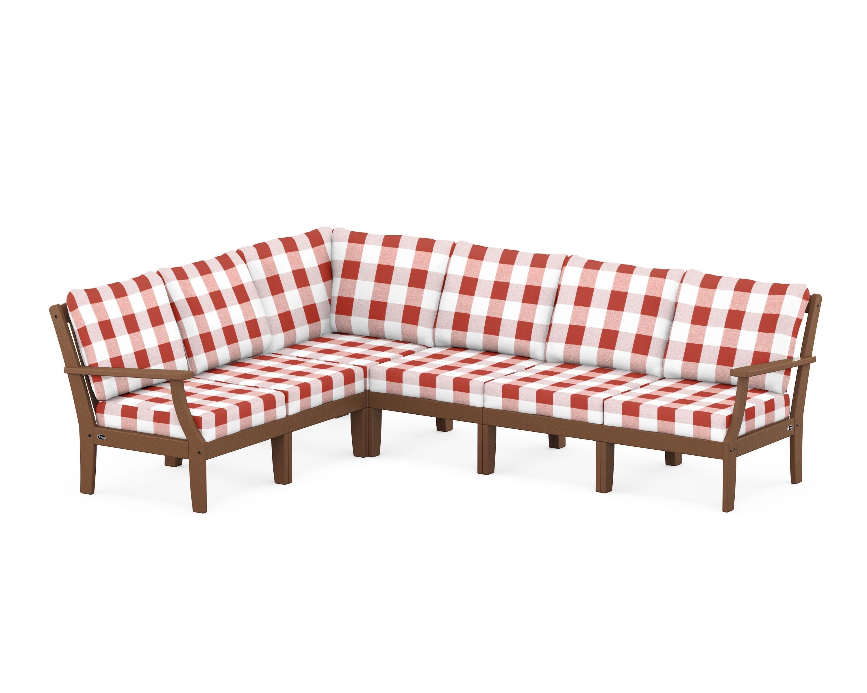 Yacht Club Modular 6-Piece Deep Seating Set in Tree House / Buffalo Plaid Crimson