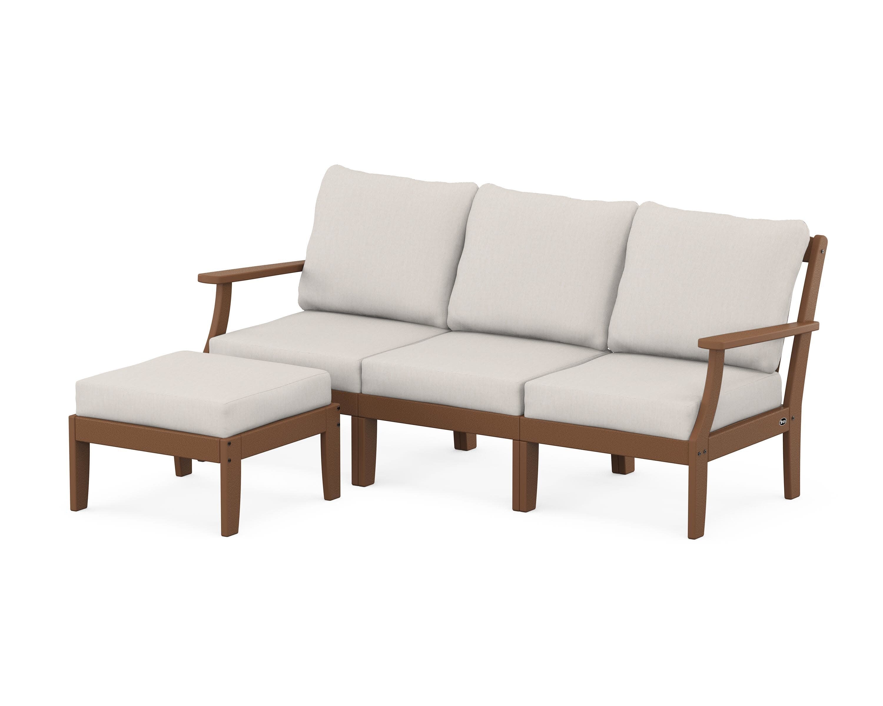 Yacht Club Modular 4-Piece Deep Seating Set with Ottoman in Tree House / Cast Ash