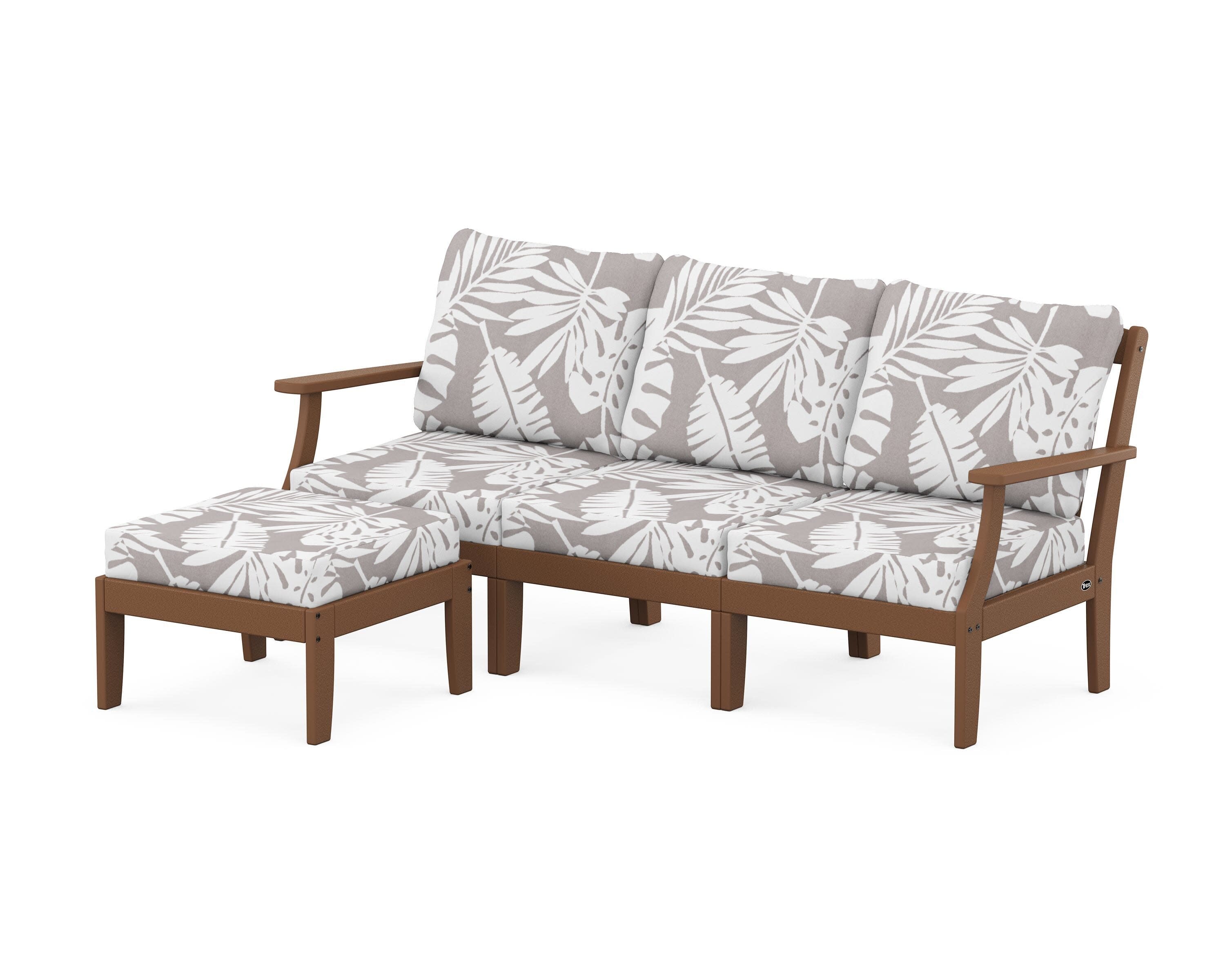 Yacht Club Modular 4-Piece Deep Seating Set with Ottoman in Tree House / Leaf Grey Mist
