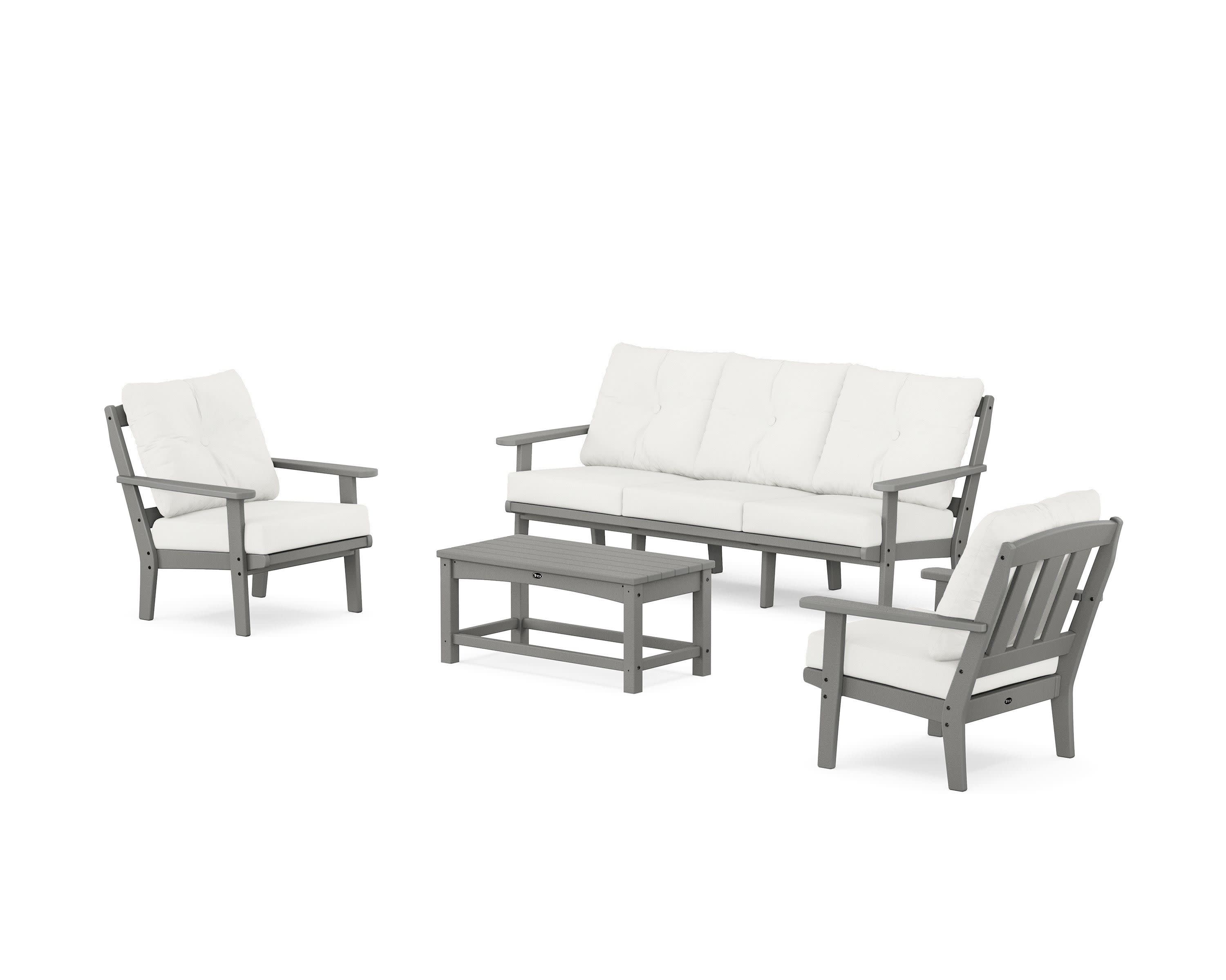 Cape Cod 4-Piece Deep Seating Set with Sofa in Stepping Stone / Natural Linen