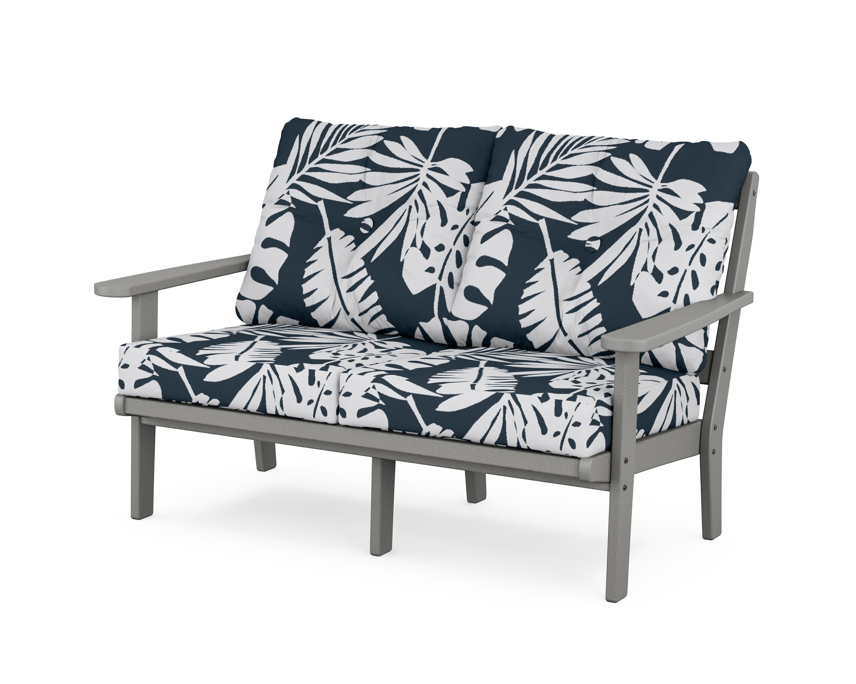 Cape Cod Deep Seating Loveseat in Stepping Stone / Leaf Marine Indigo