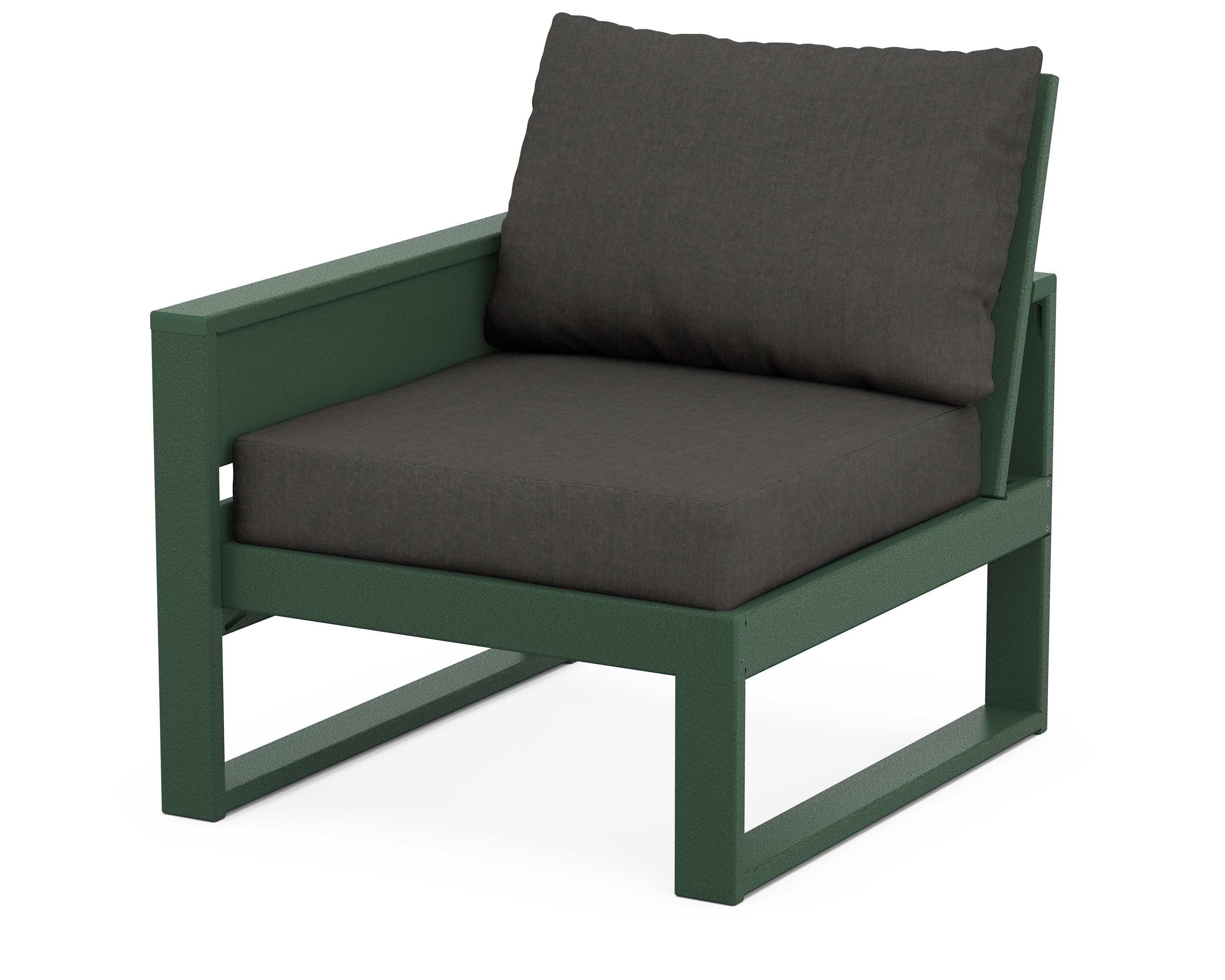 Eastport Modular Left Arm Chair in Rainforest Canopy / Spectrum Carbon