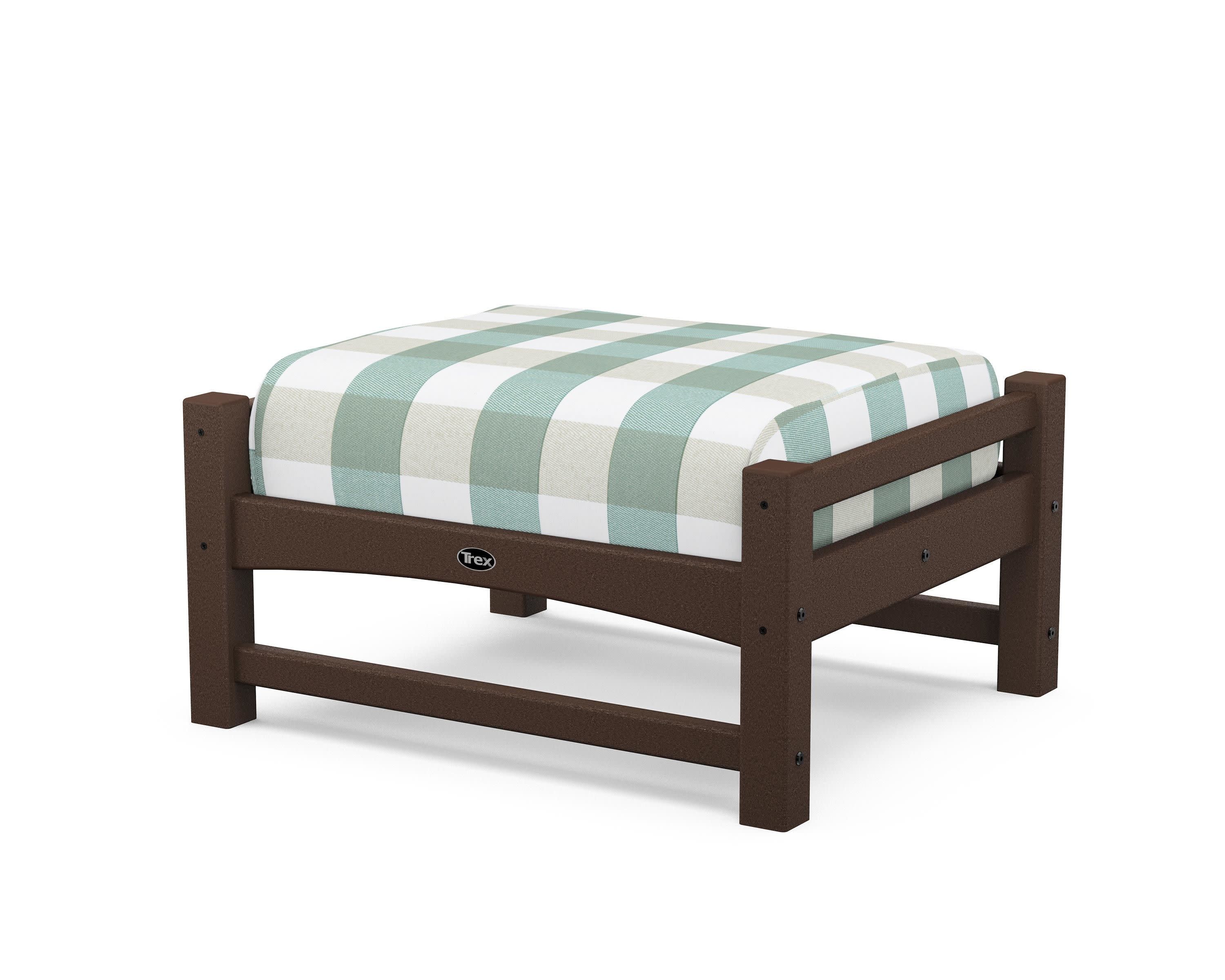 Rockport Club Ottoman in Vintage Lantern / Buffalo Plaid Glacier Spa