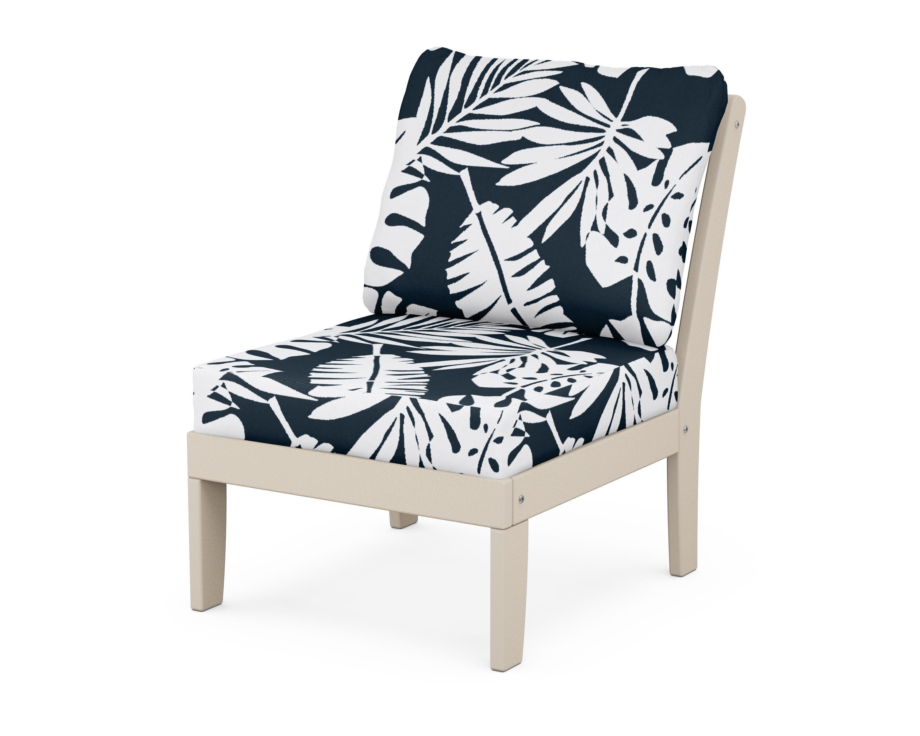 Yacht Club Modular Armless Chair in Sand Castle / Leaf Marine Indigo