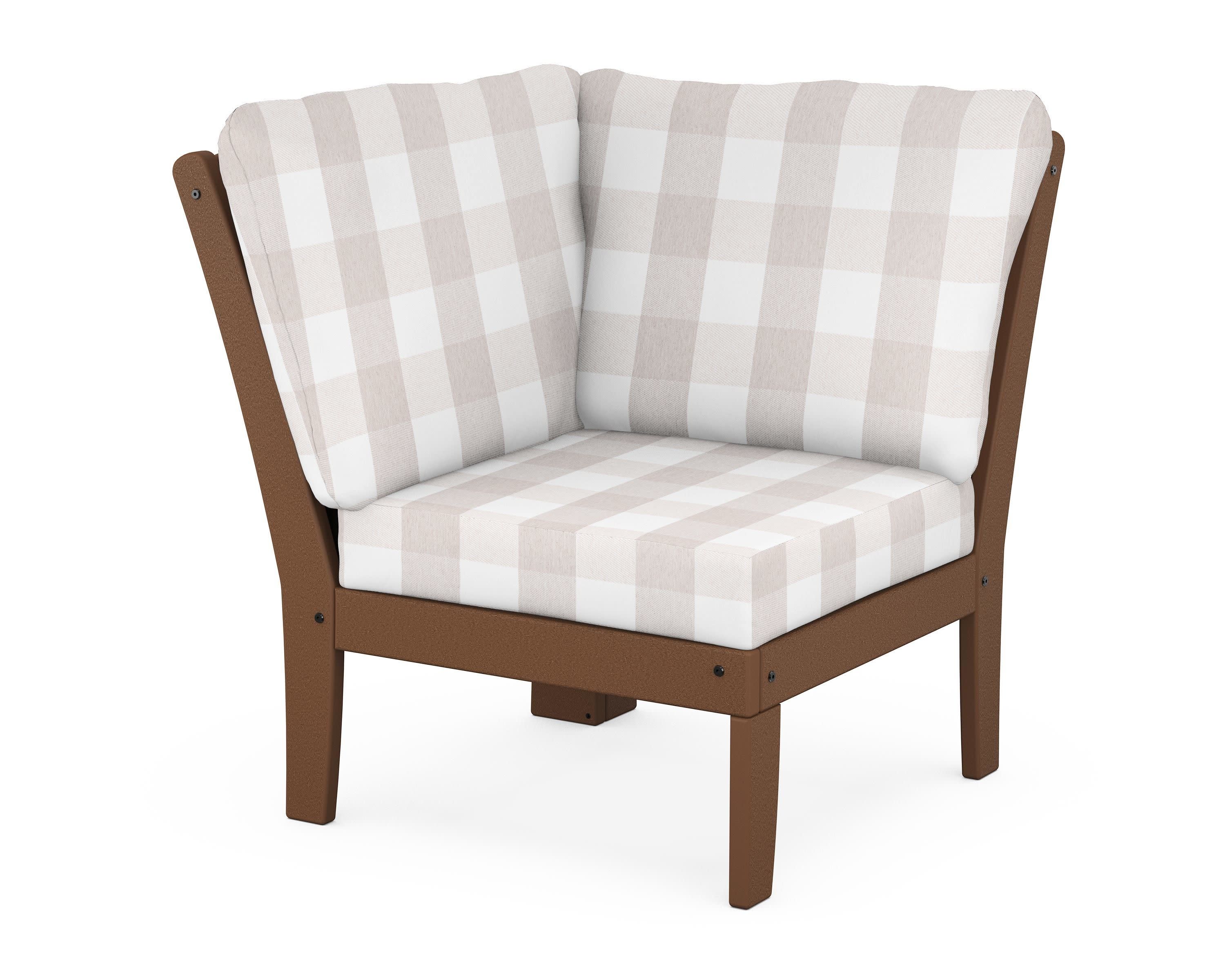 Yacht Club Modular Corner Chair in Tree House / Buffalo Plaid Dune Burlap