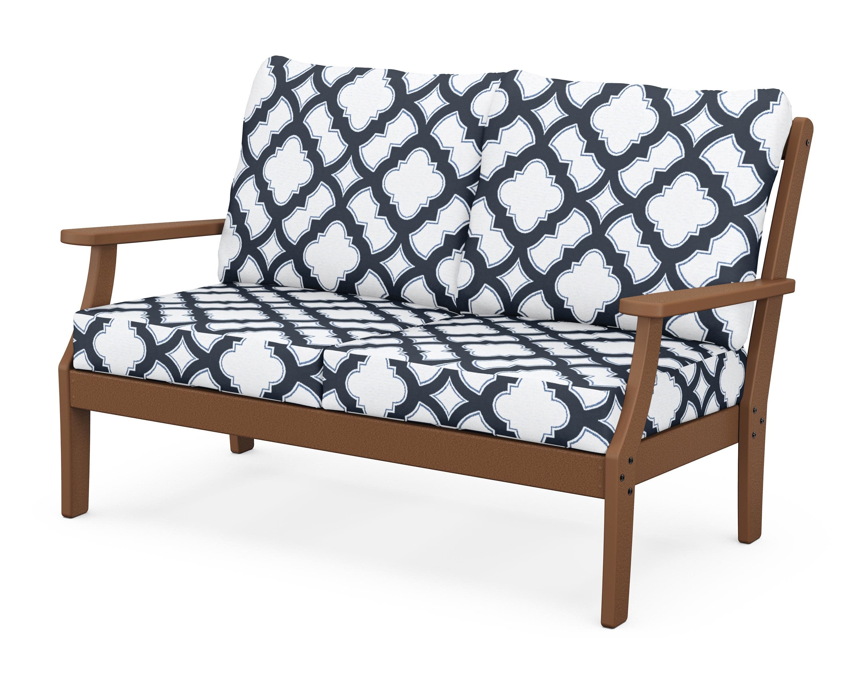 Yacht Club Deep Seating Loveseat in Tree House / Trellis Marine Indigo
