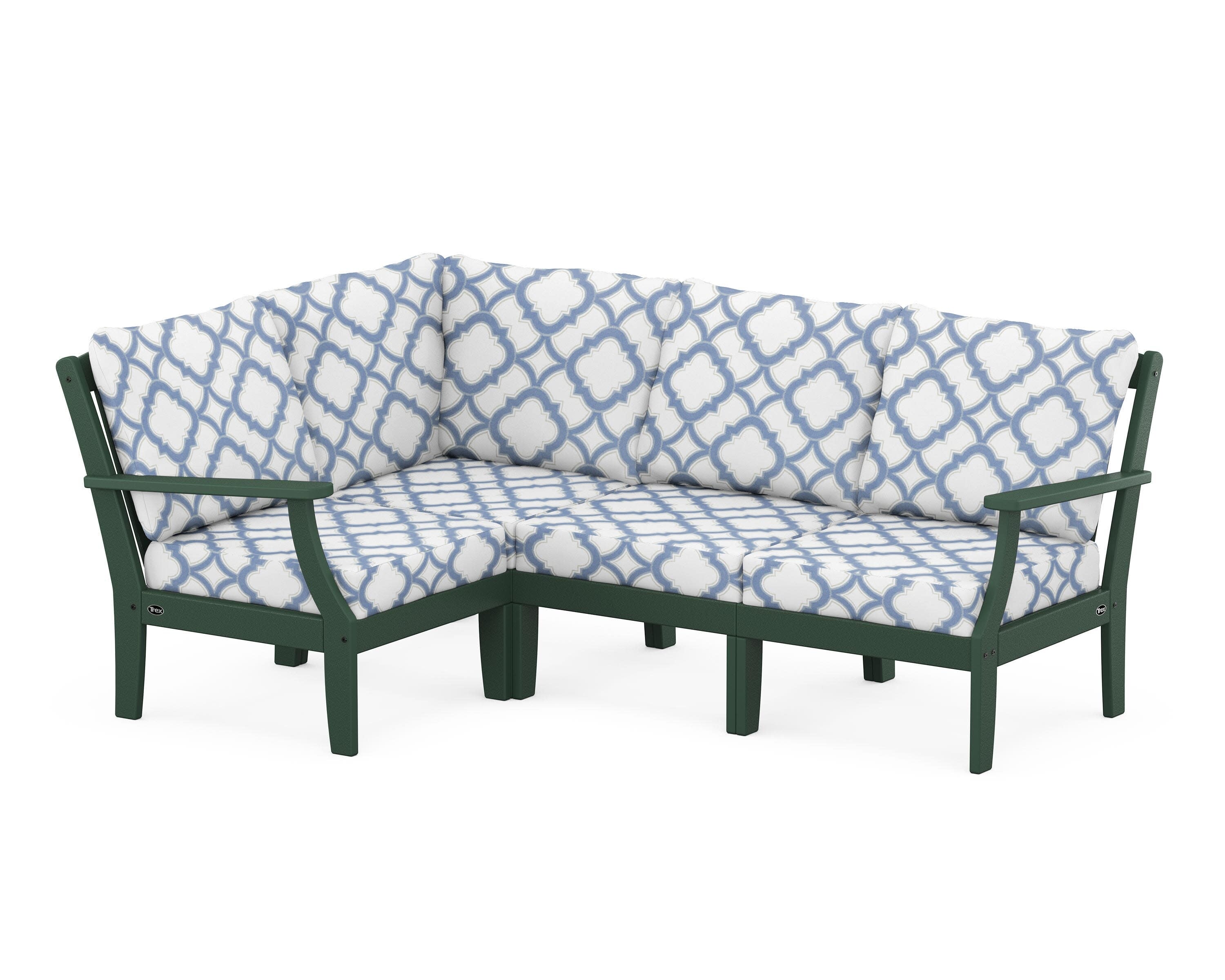 Yacht Club Modular 4-Piece Deep Seating Set in Rainforest Canopy / Trellis Sky Blue