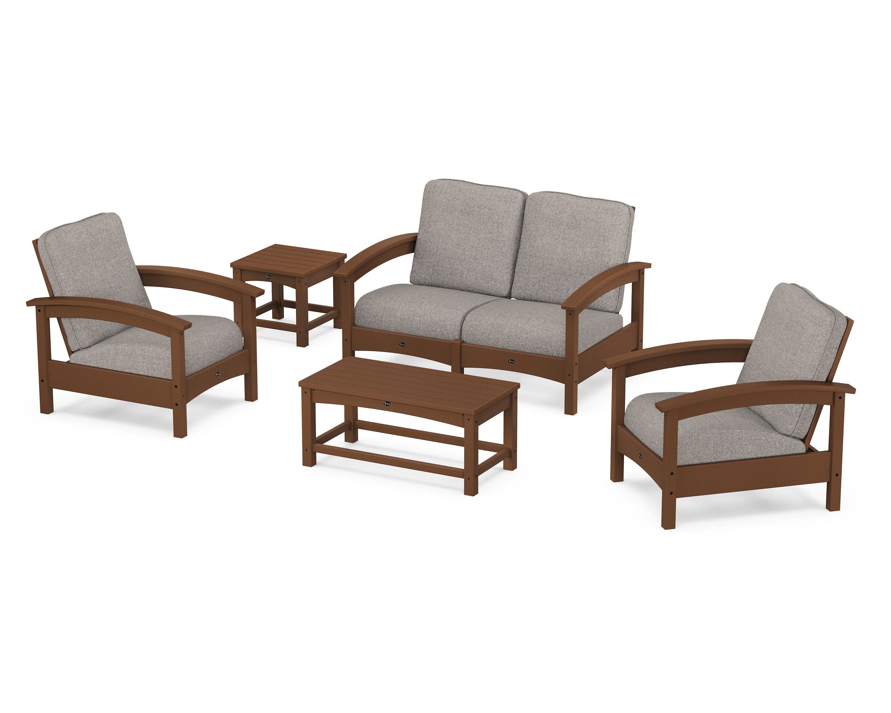 Rockport Club 6-Piece Deep Seating Conversation Set in Tree House / Weathered Tweed