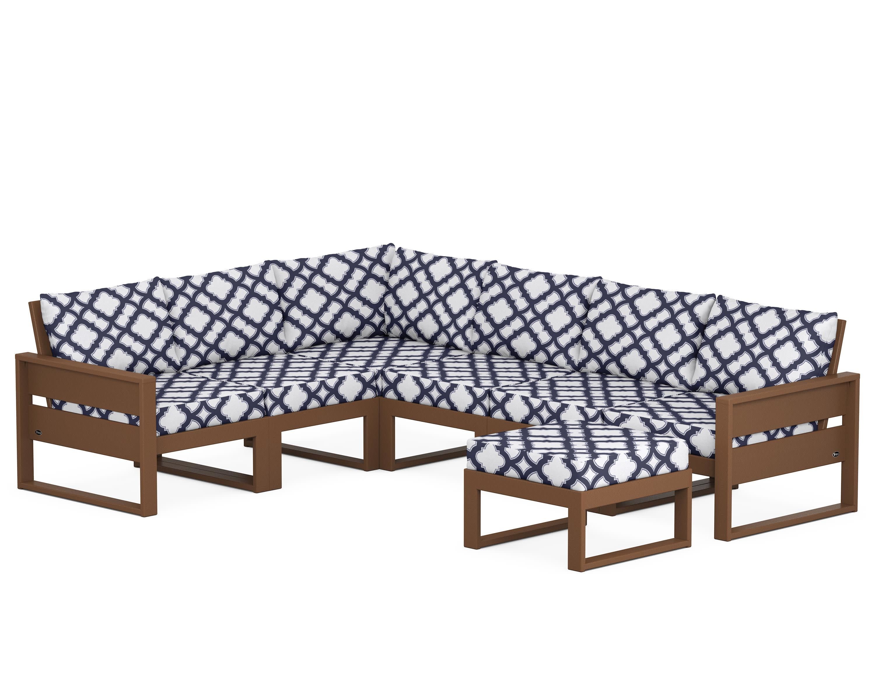 Eastport 6-Piece Sectional with Ottoman in Tree House / Trellis Navy
