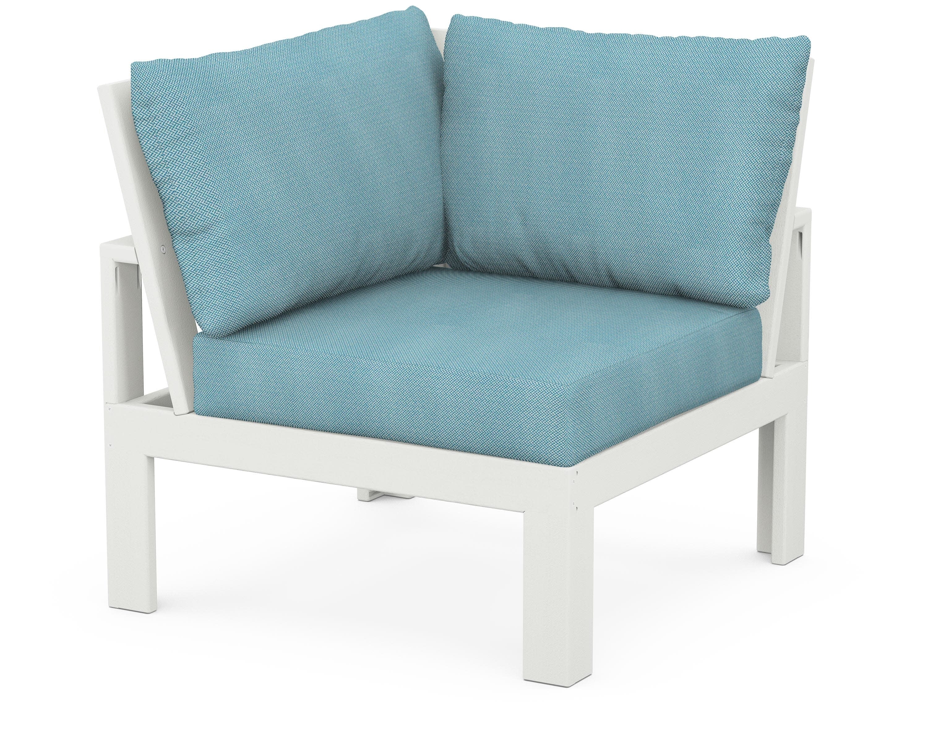 Modular Corner Chair in Vintage White / Lattice Sky Blue