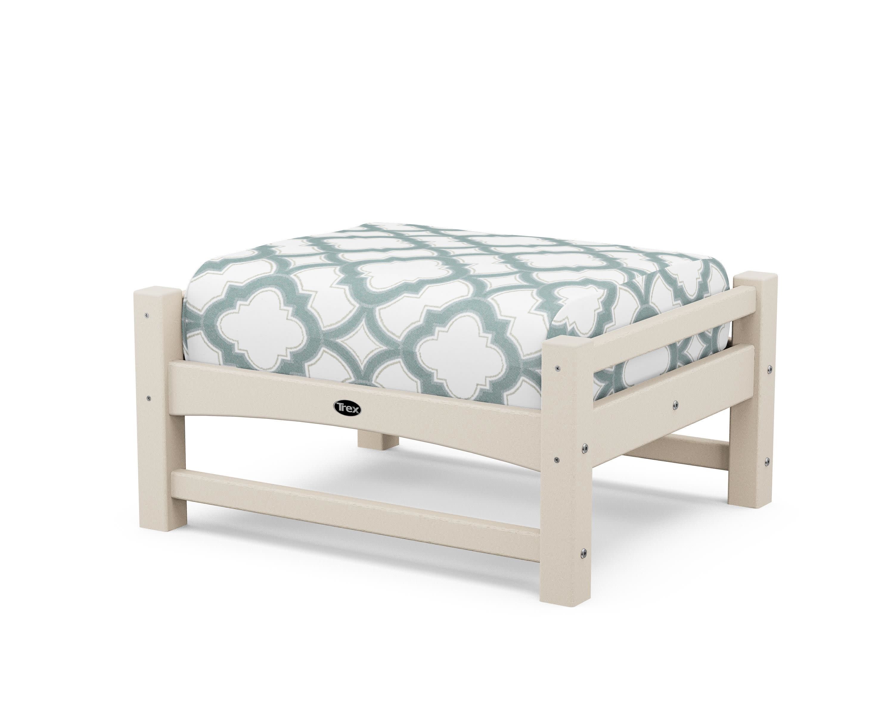 Rockport Club Ottoman in Sand Castle / Trellis Glacier Spa
