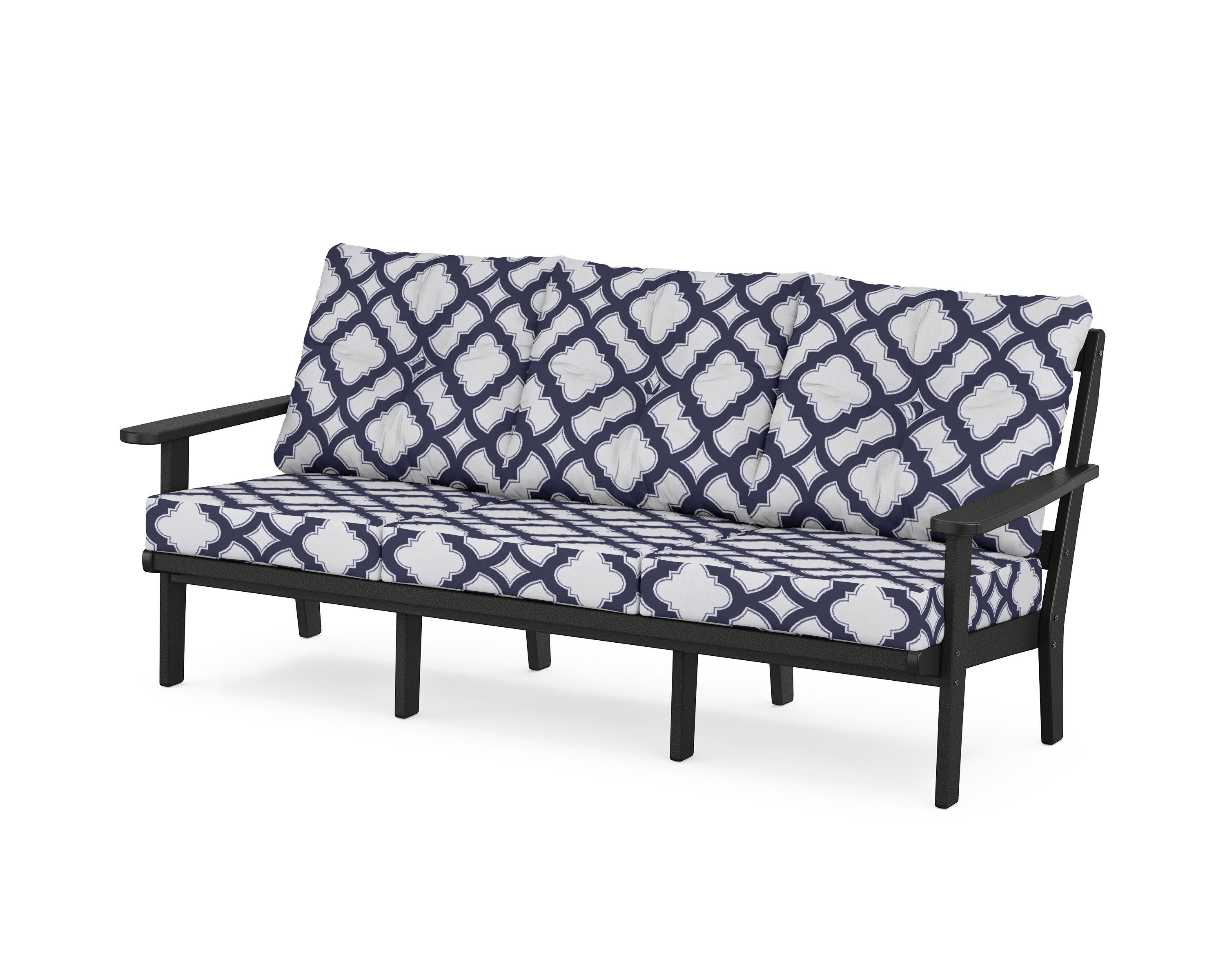 Cape Cod Deep Seating Sofa in Charcoal Black / Trellis Navy